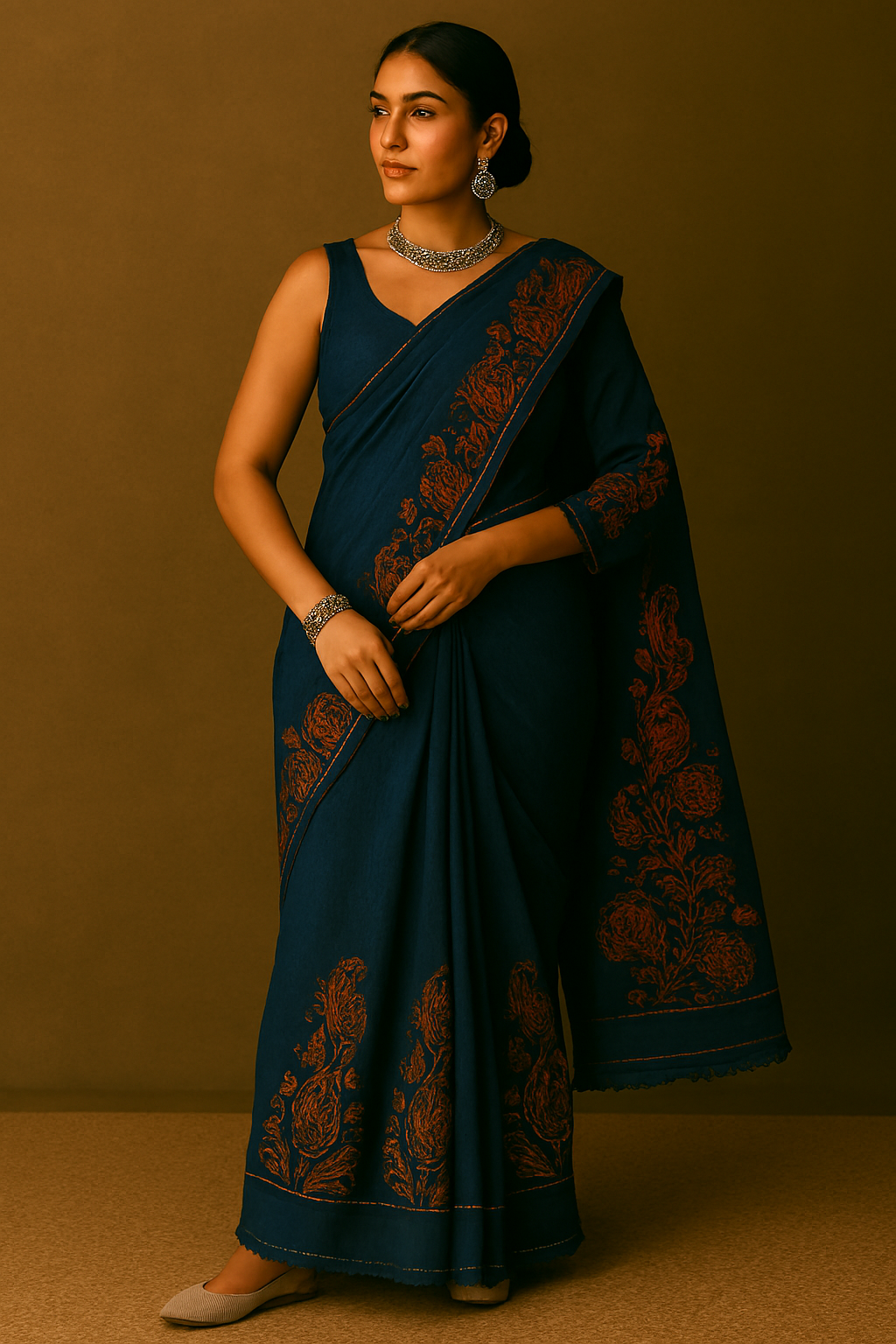 Elegant Navy Blue Saree