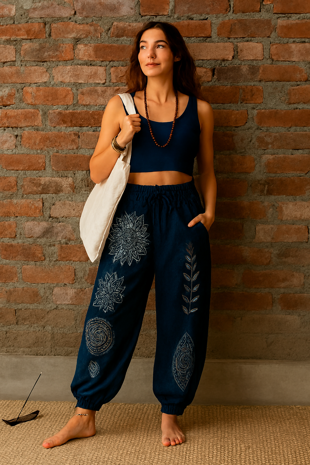 Bohemian Printed Navy Pants