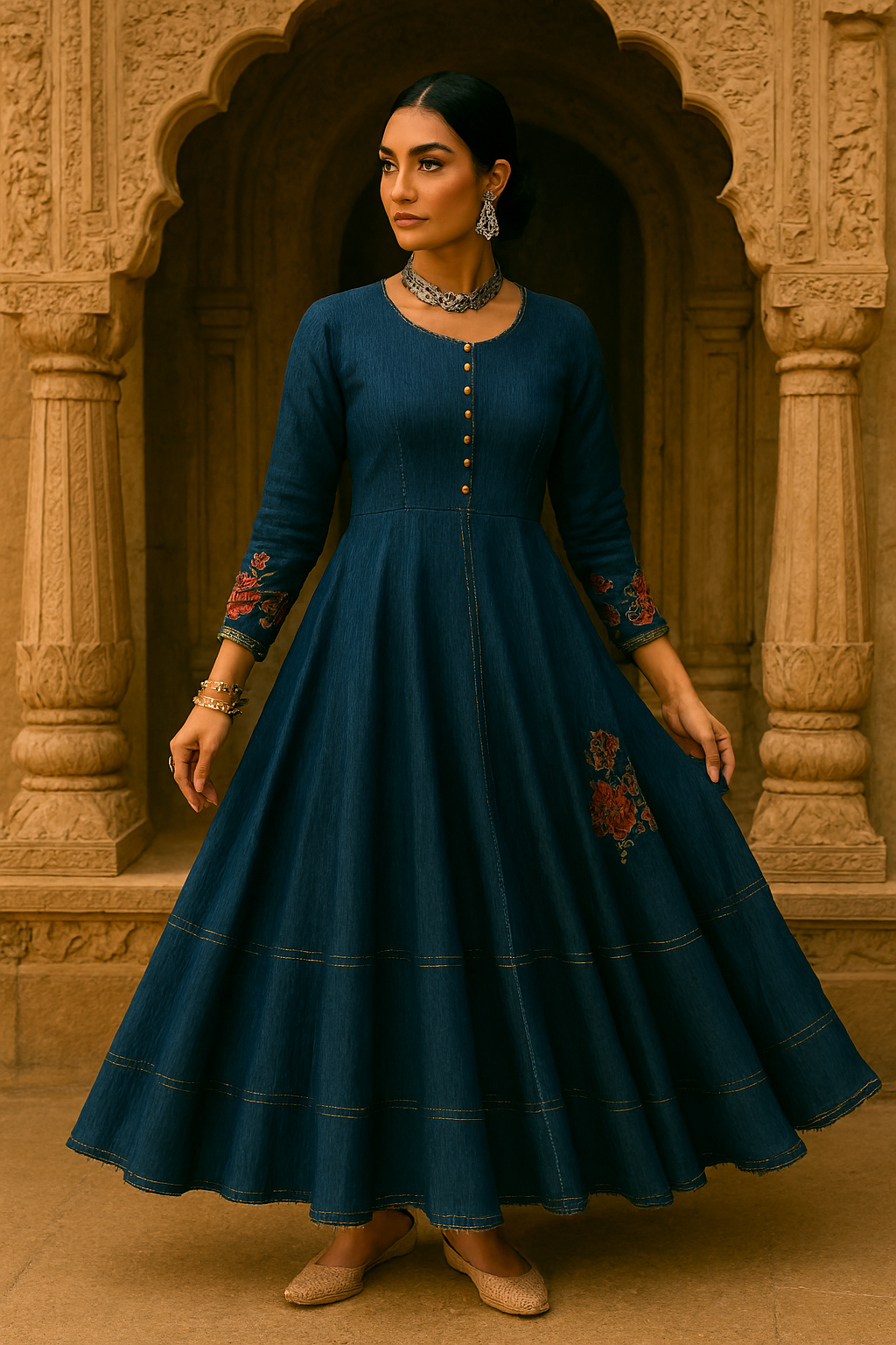Indigo Anarkali Maxi Dress