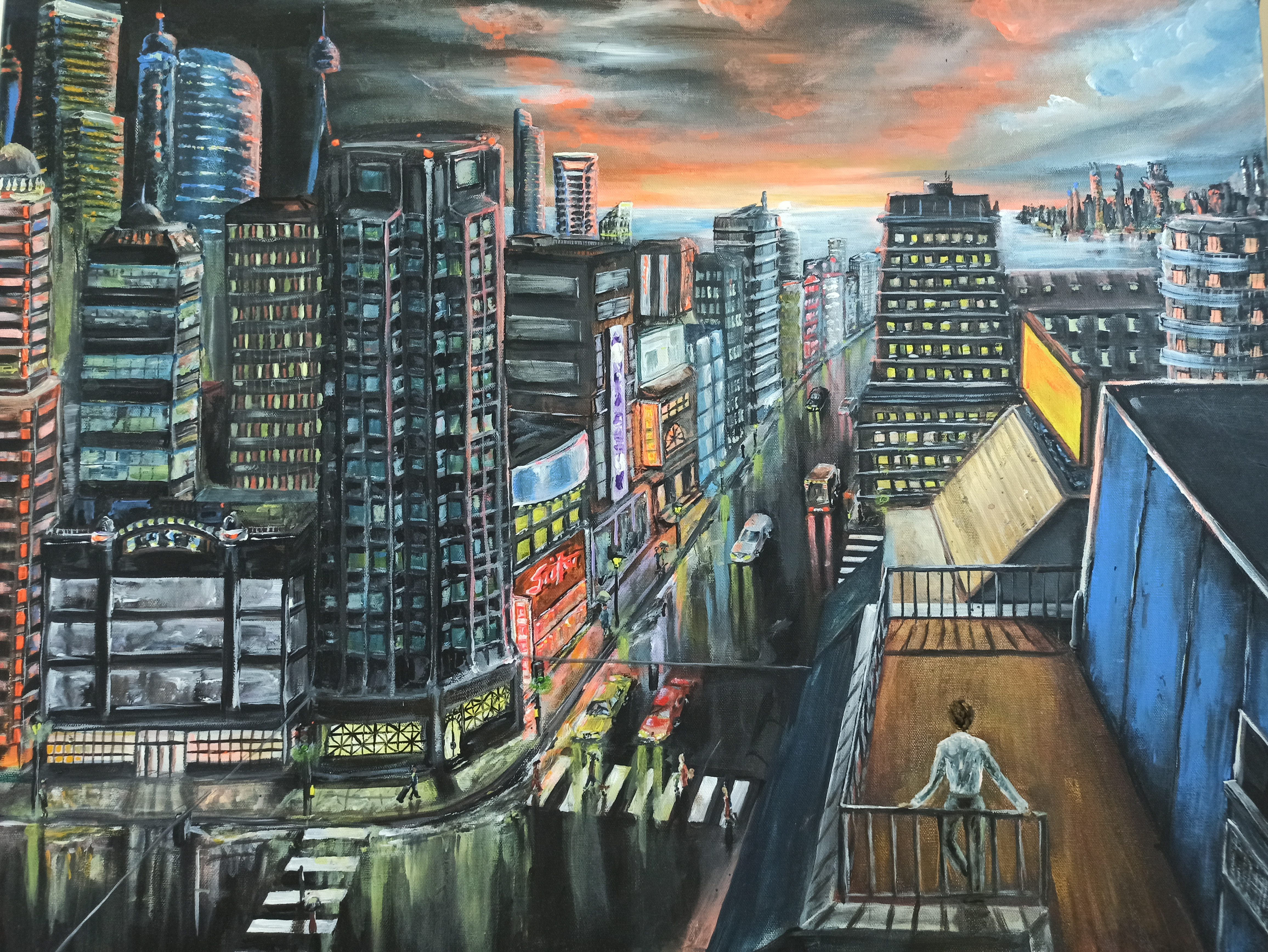 "Stadtlichterbetrachtung" Gemälde