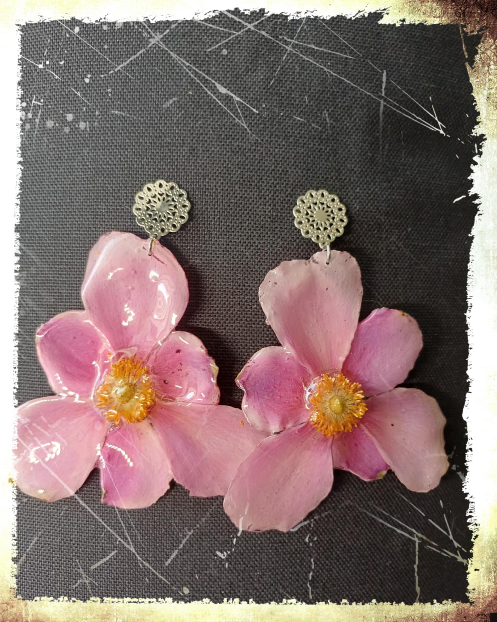 Boucles d'oreilles Anémone du Japon