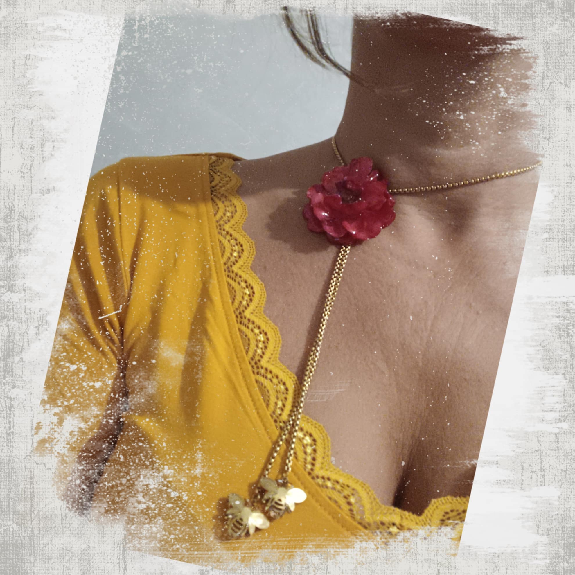 Collier réglable Rose rouge