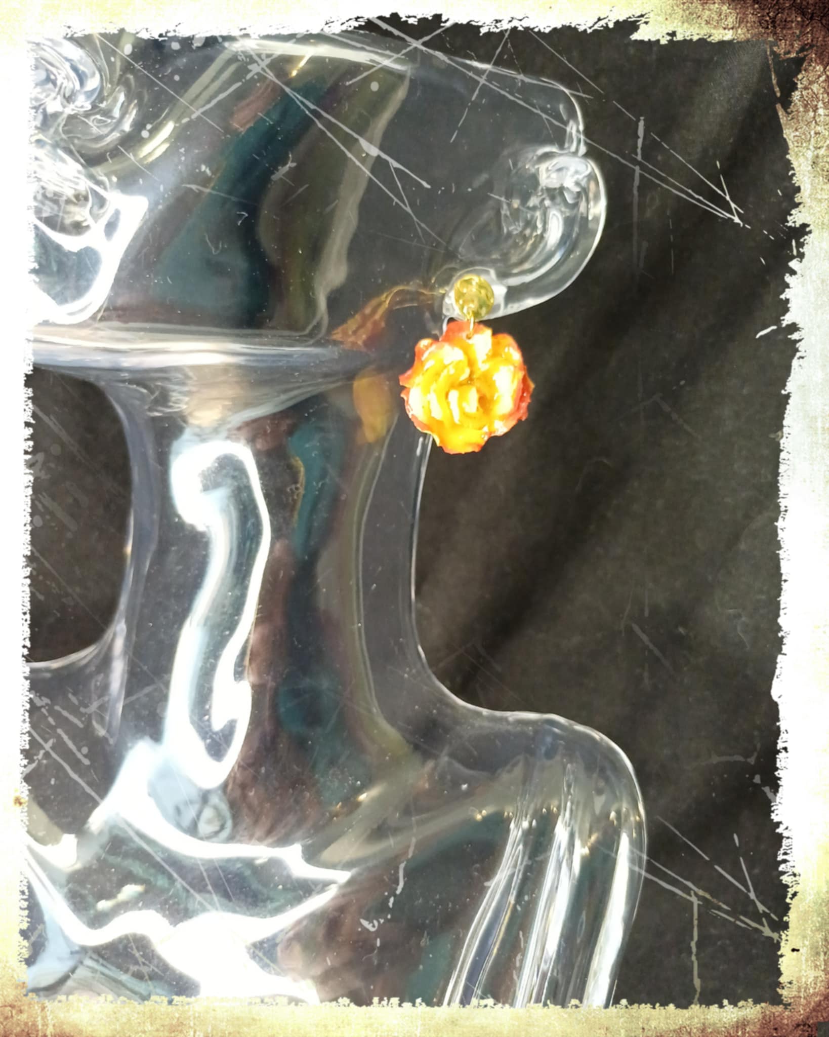 Boucles Rose jaune et rouge