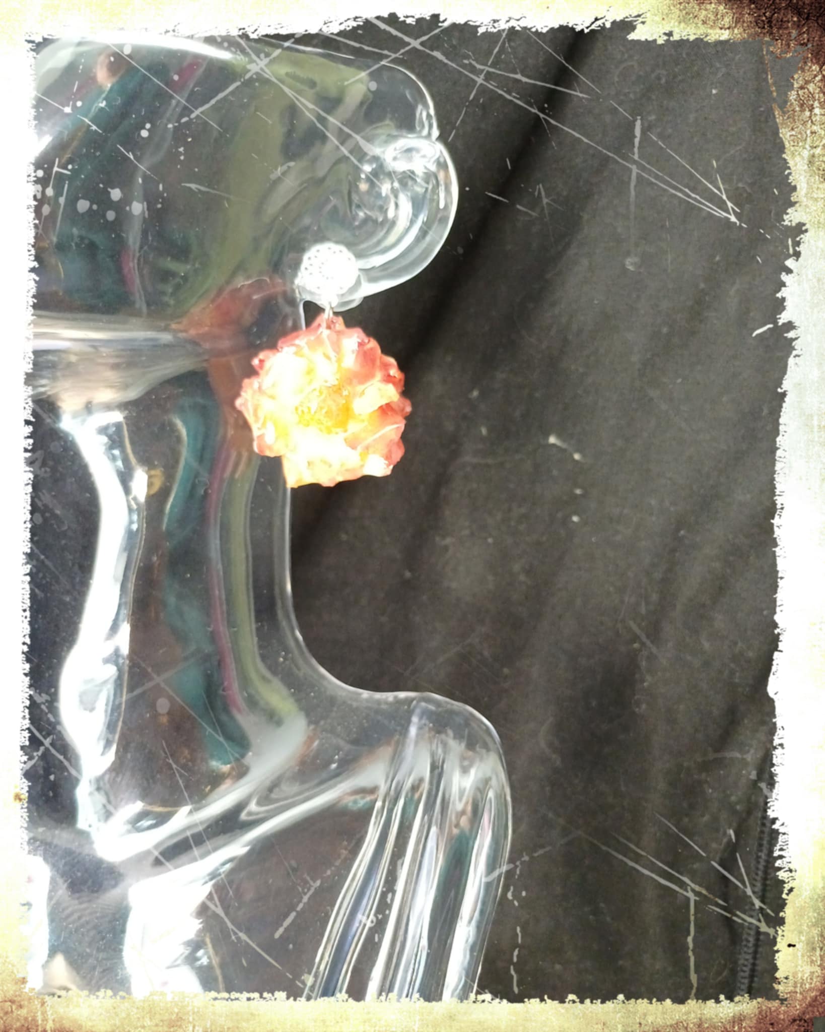 Boucles Rose rouge et coeur jaune