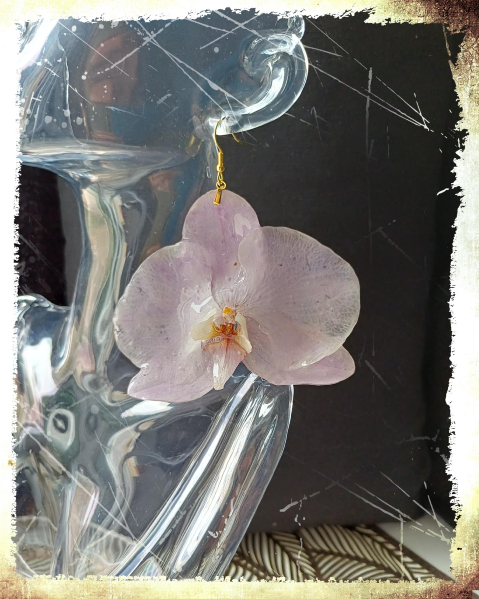 Boucles grosses orchidées rose pâle