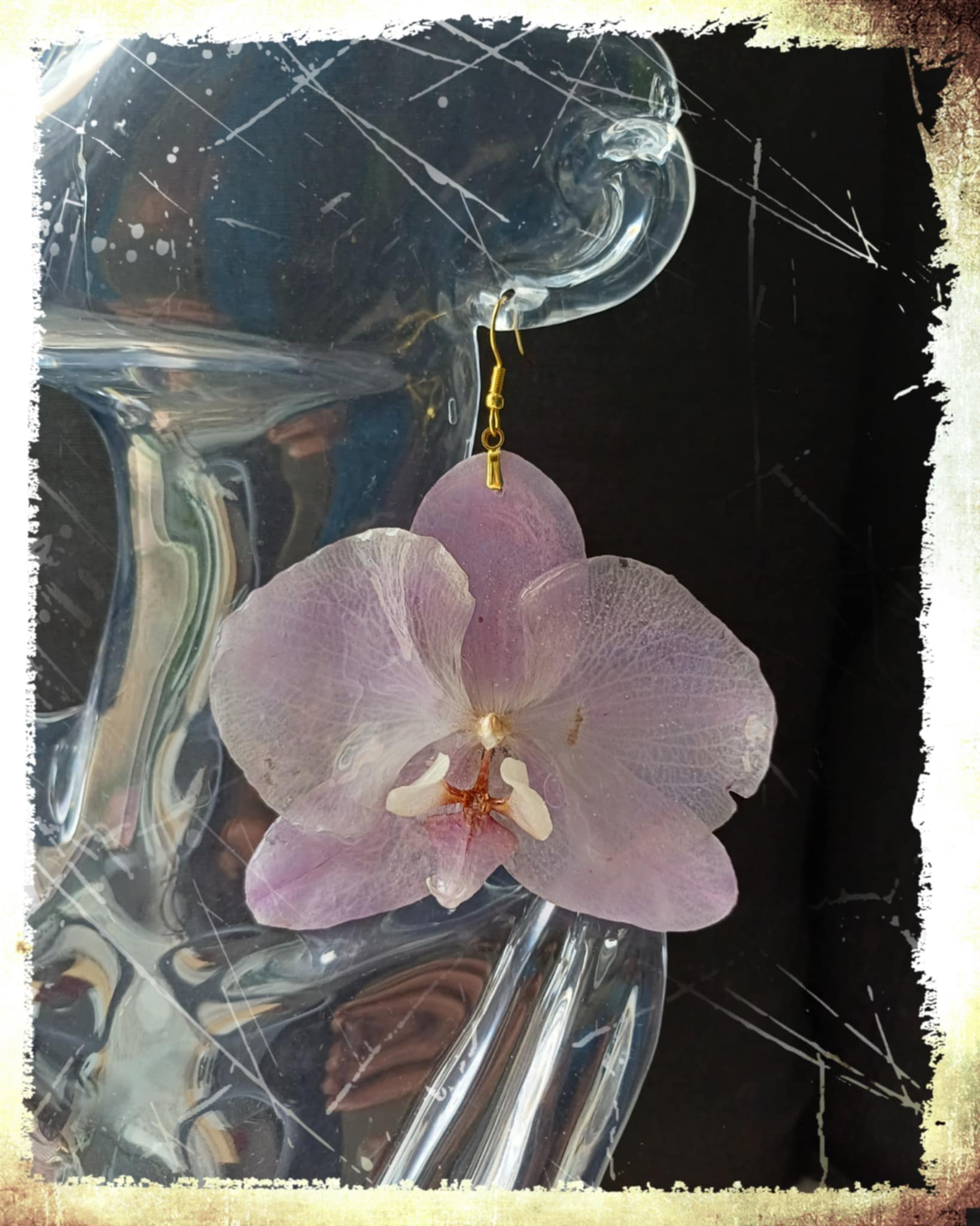 Boucles grosses orchidées rose pâle