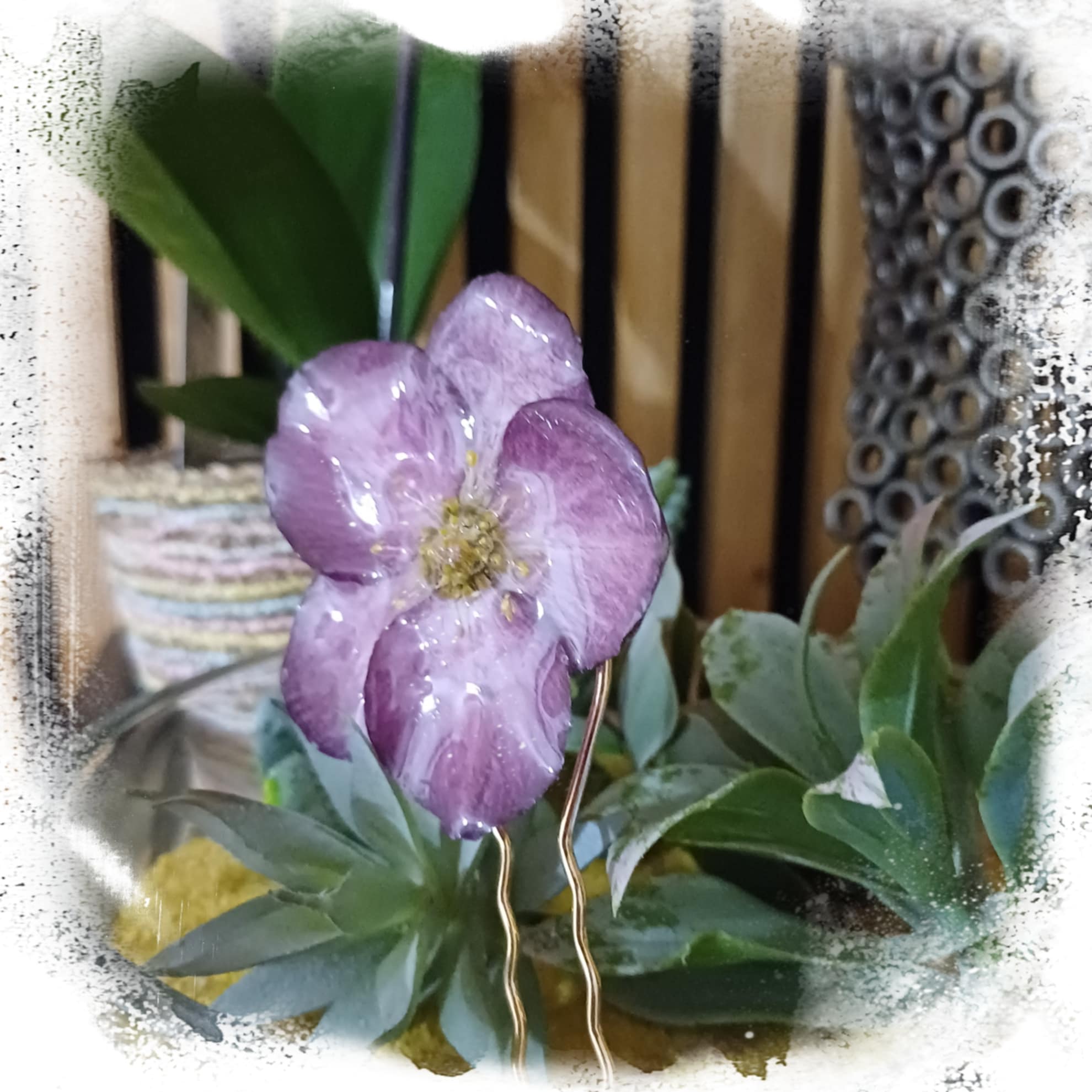 Pique à chignon Hellébore mauve