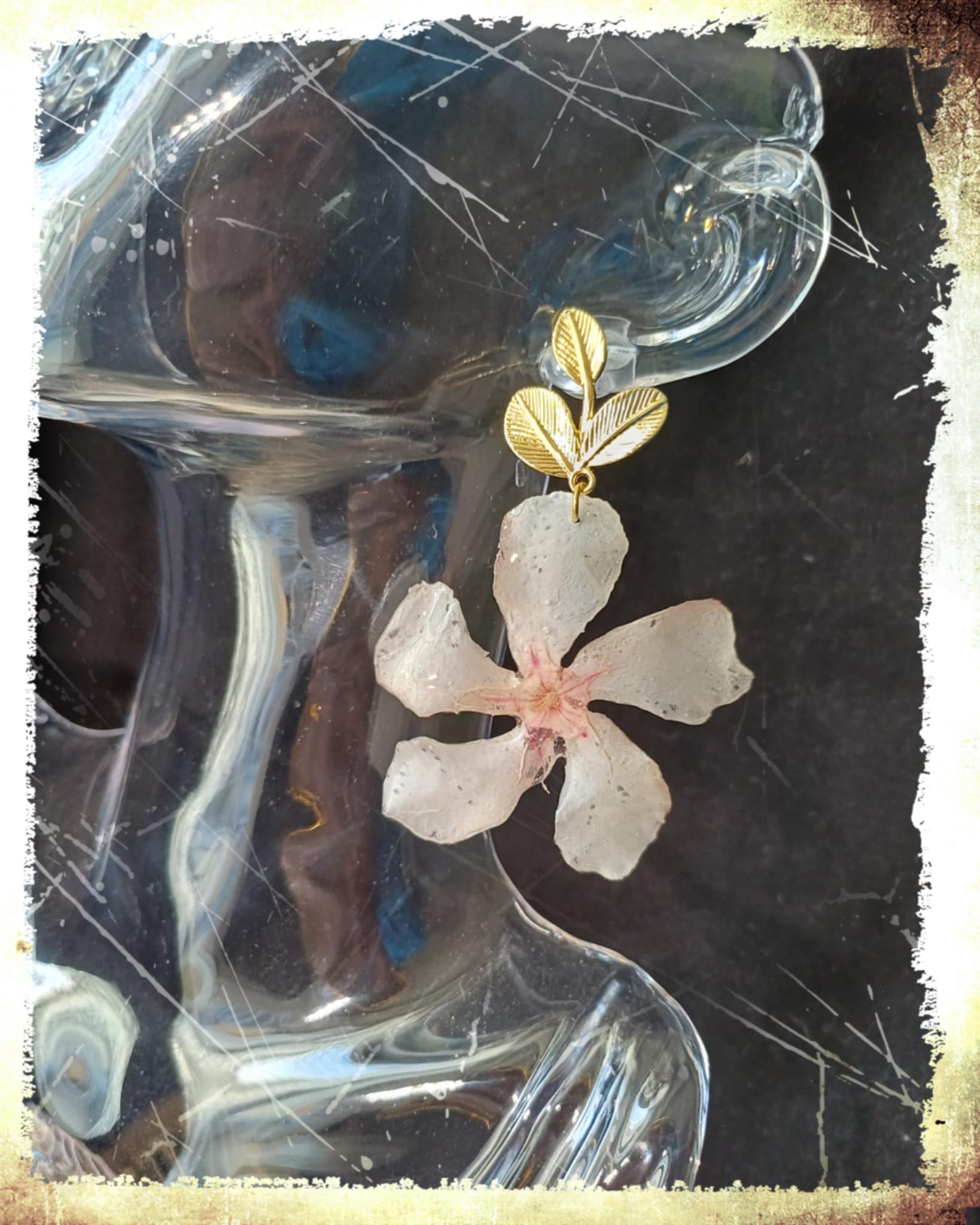 Boucles d'oreilles fleurs de Laurier rose