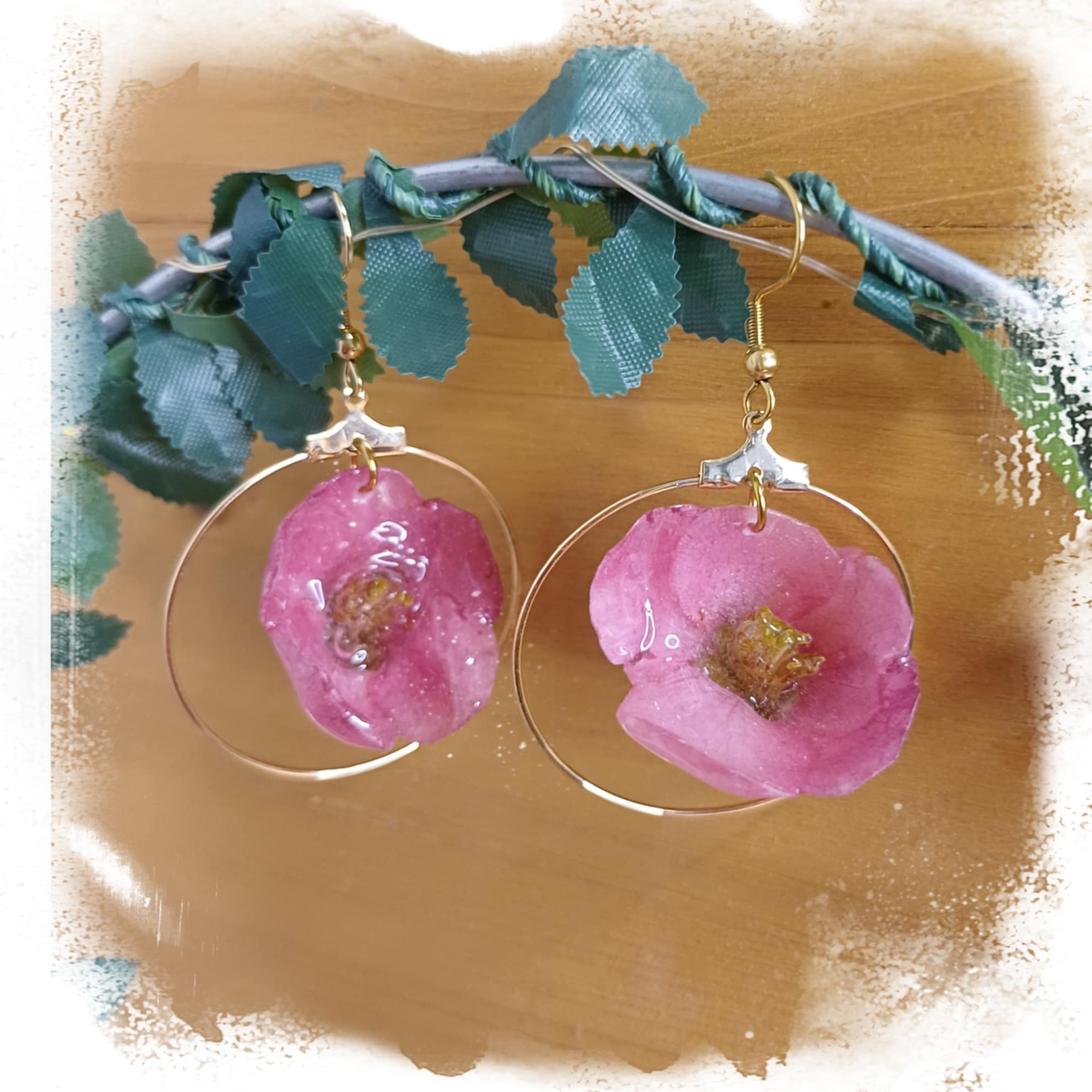 Boucles créoles Cognassier du Japon