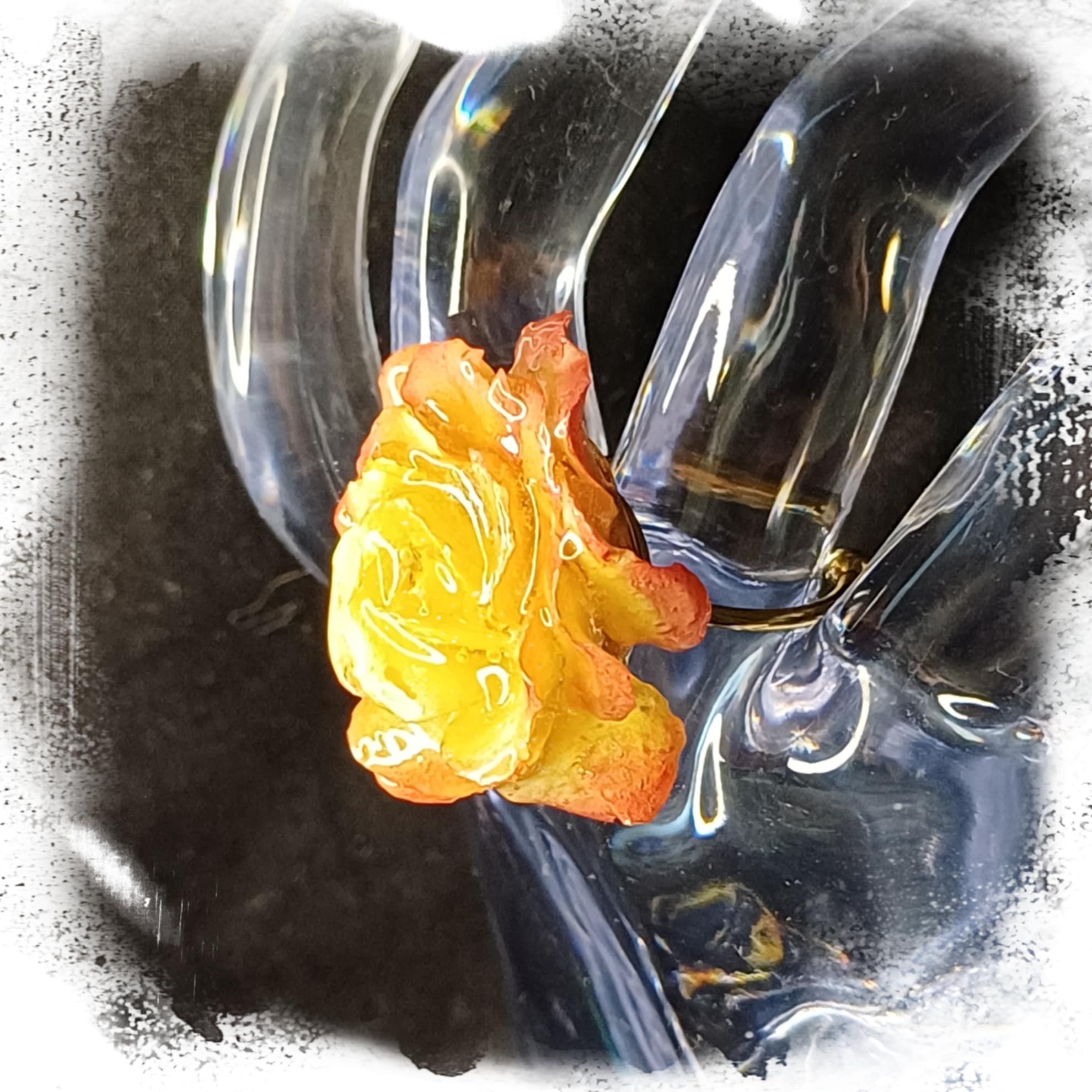 Bague Rose rose et jaune pale