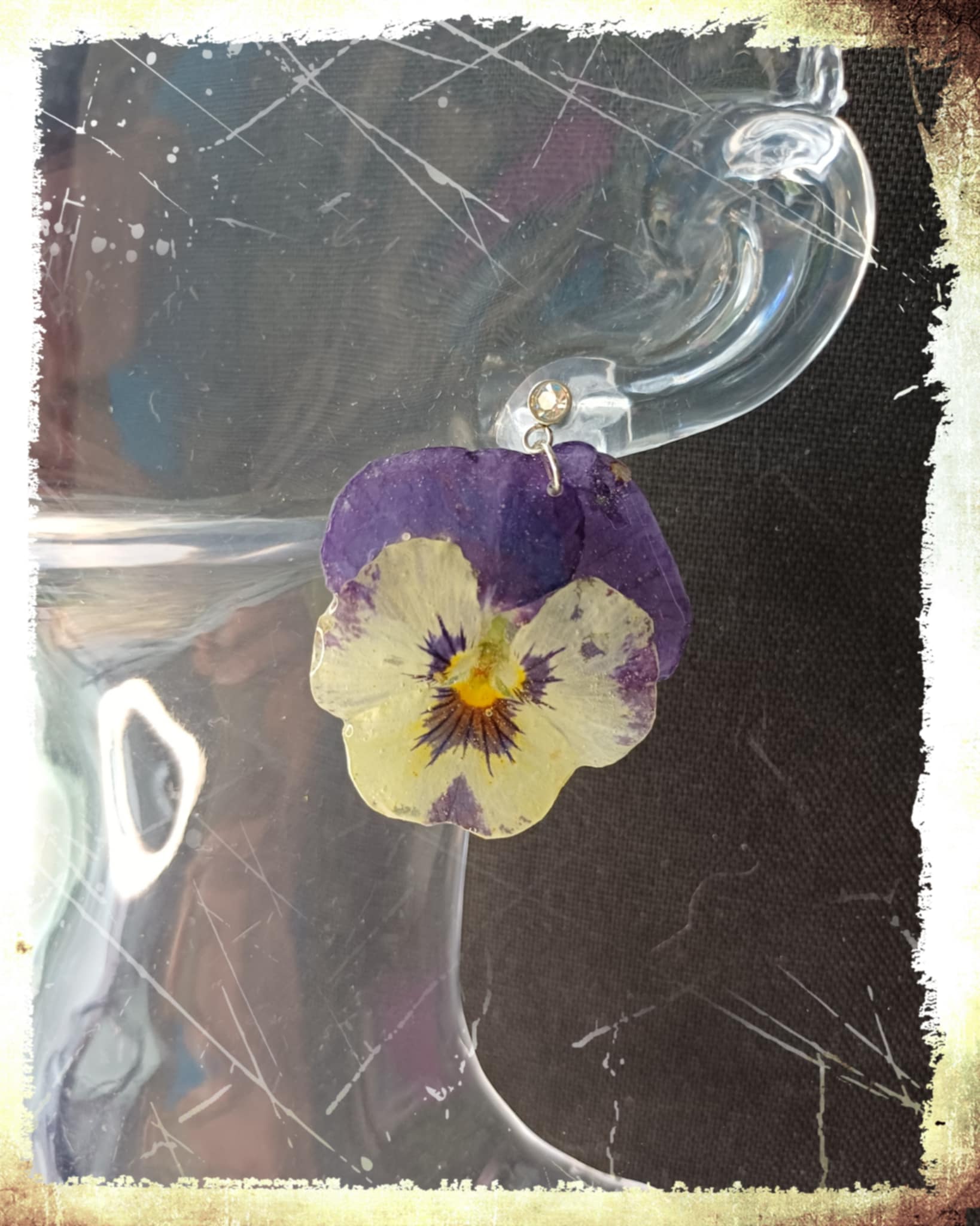 Boucles Pensées mauve/blanche