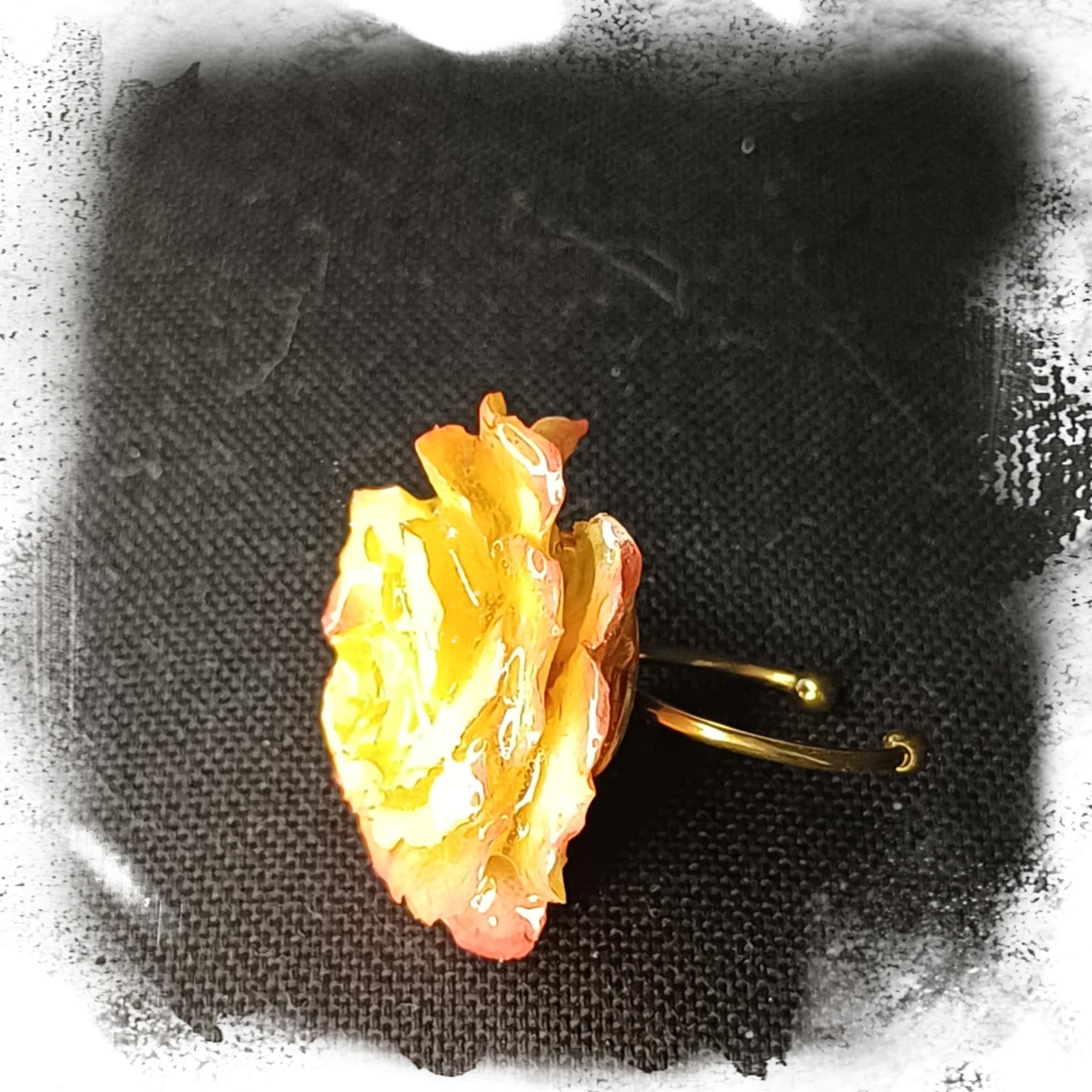 Bague Rose rose et jaune pale