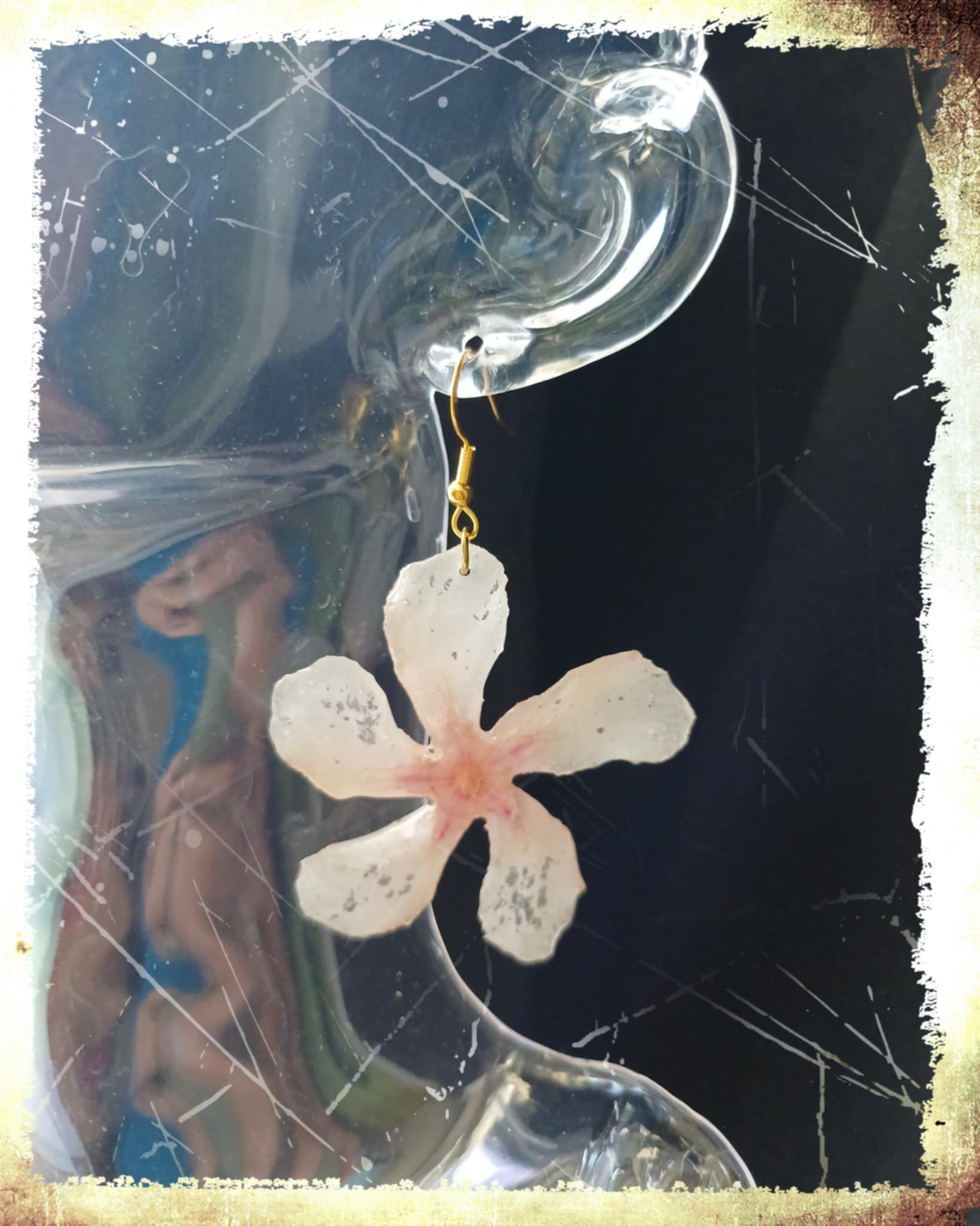 Boucles d'oreilles fleurs de Laurier rose