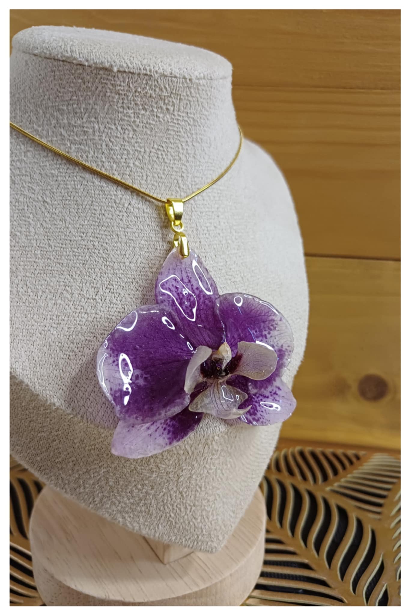 Collier orchidée bicolore