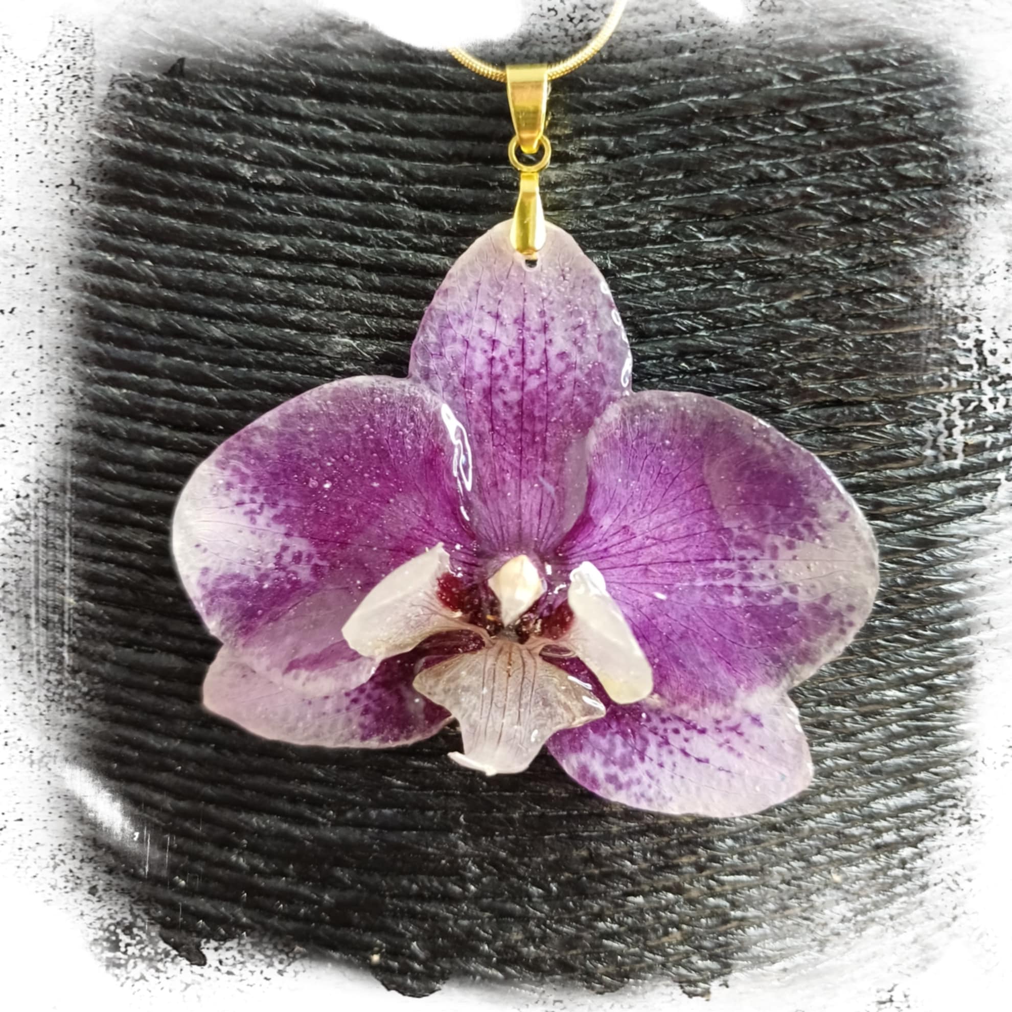Collier orchidée bicolore