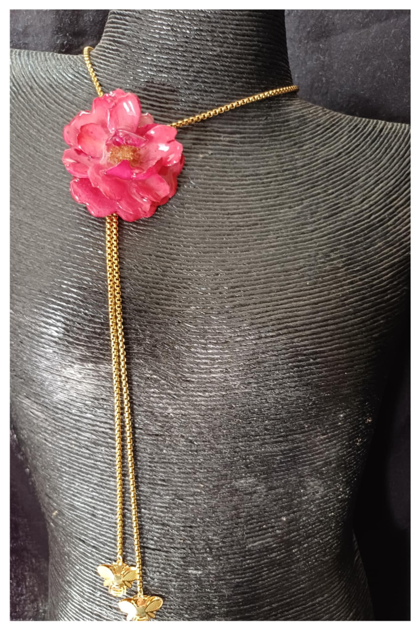 Collier réglable Rose rouge