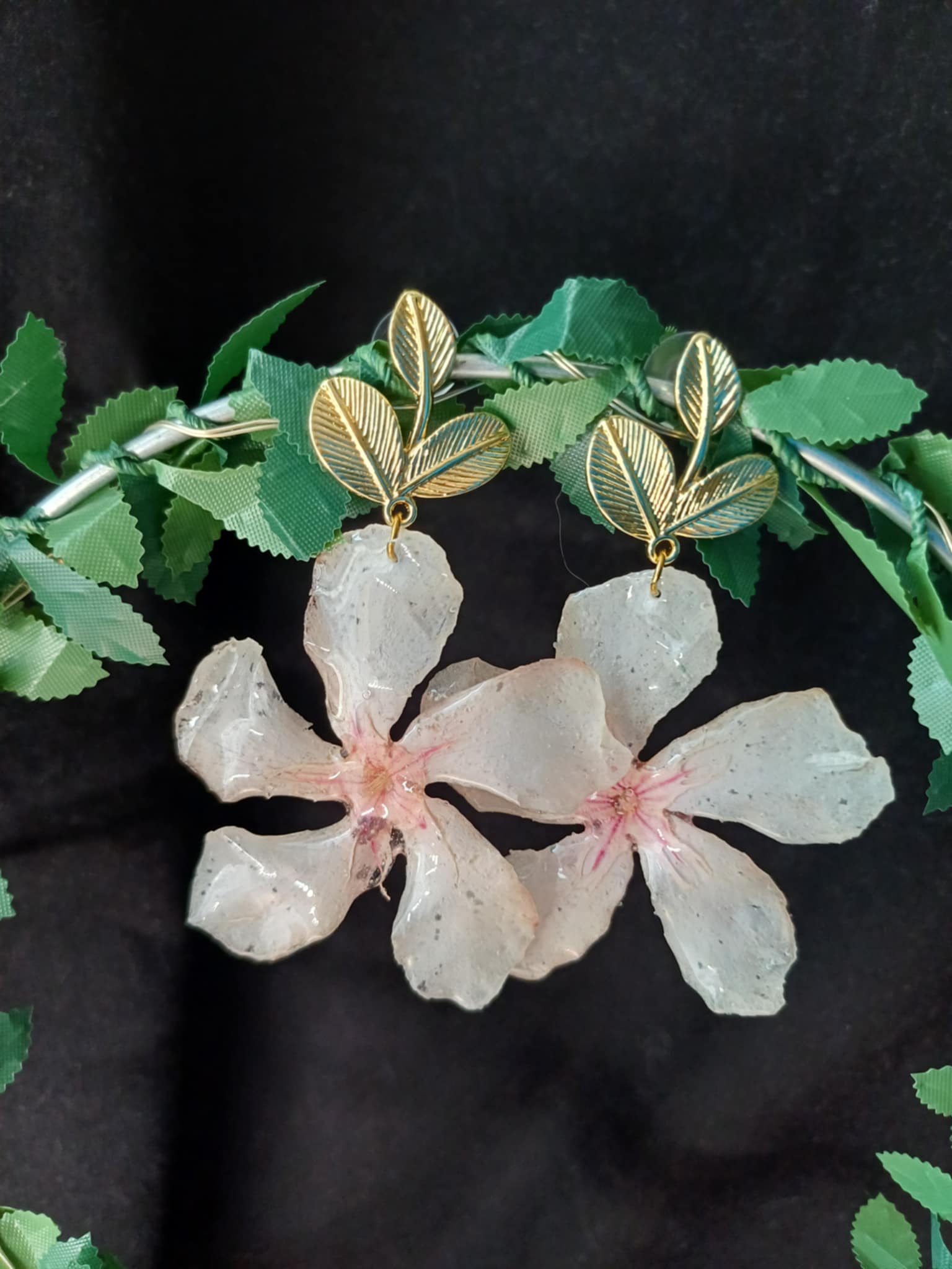 Boucles d'oreilles fleurs de Laurier rose