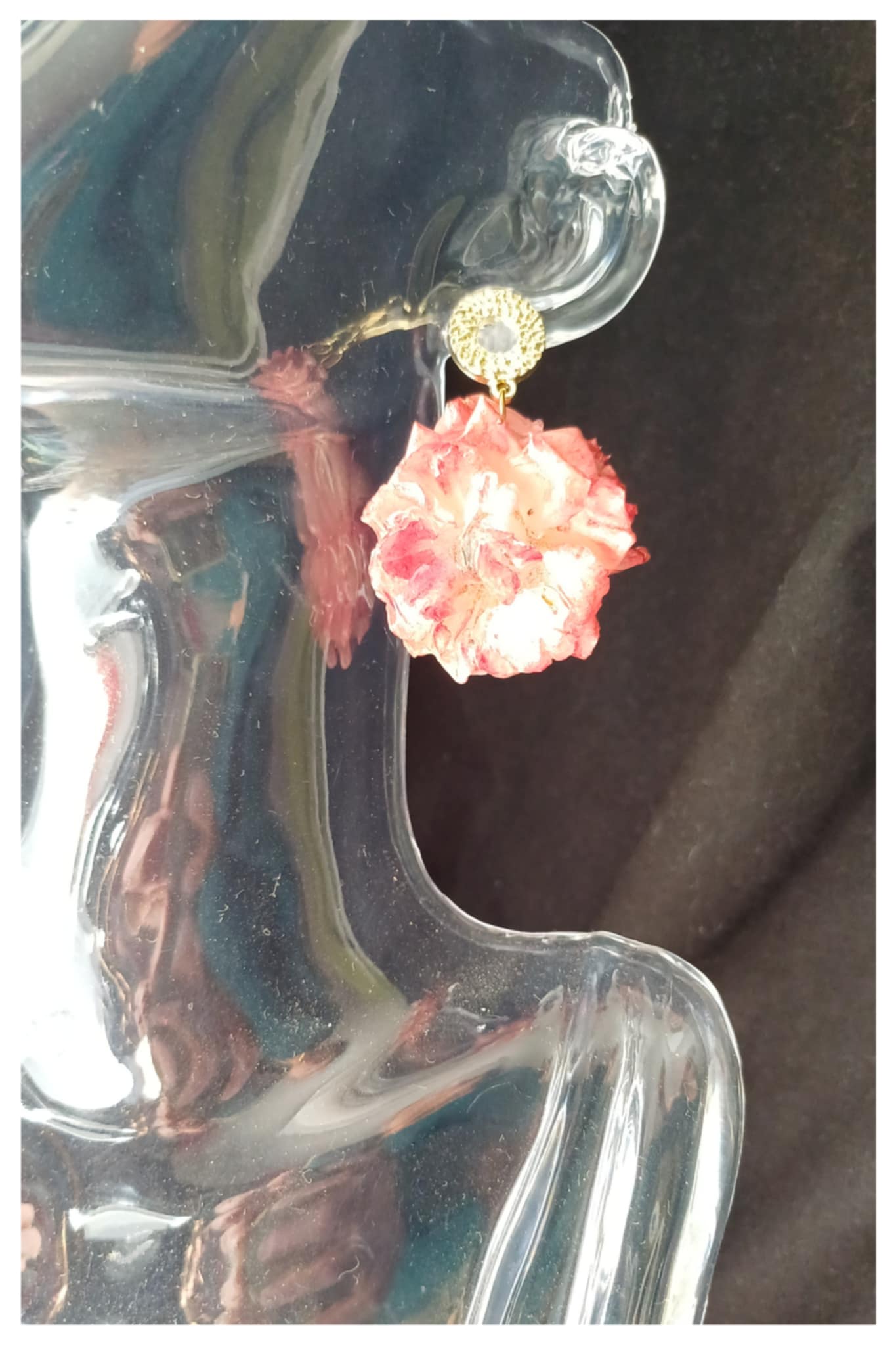 Boucles Rose rose coeur blanc