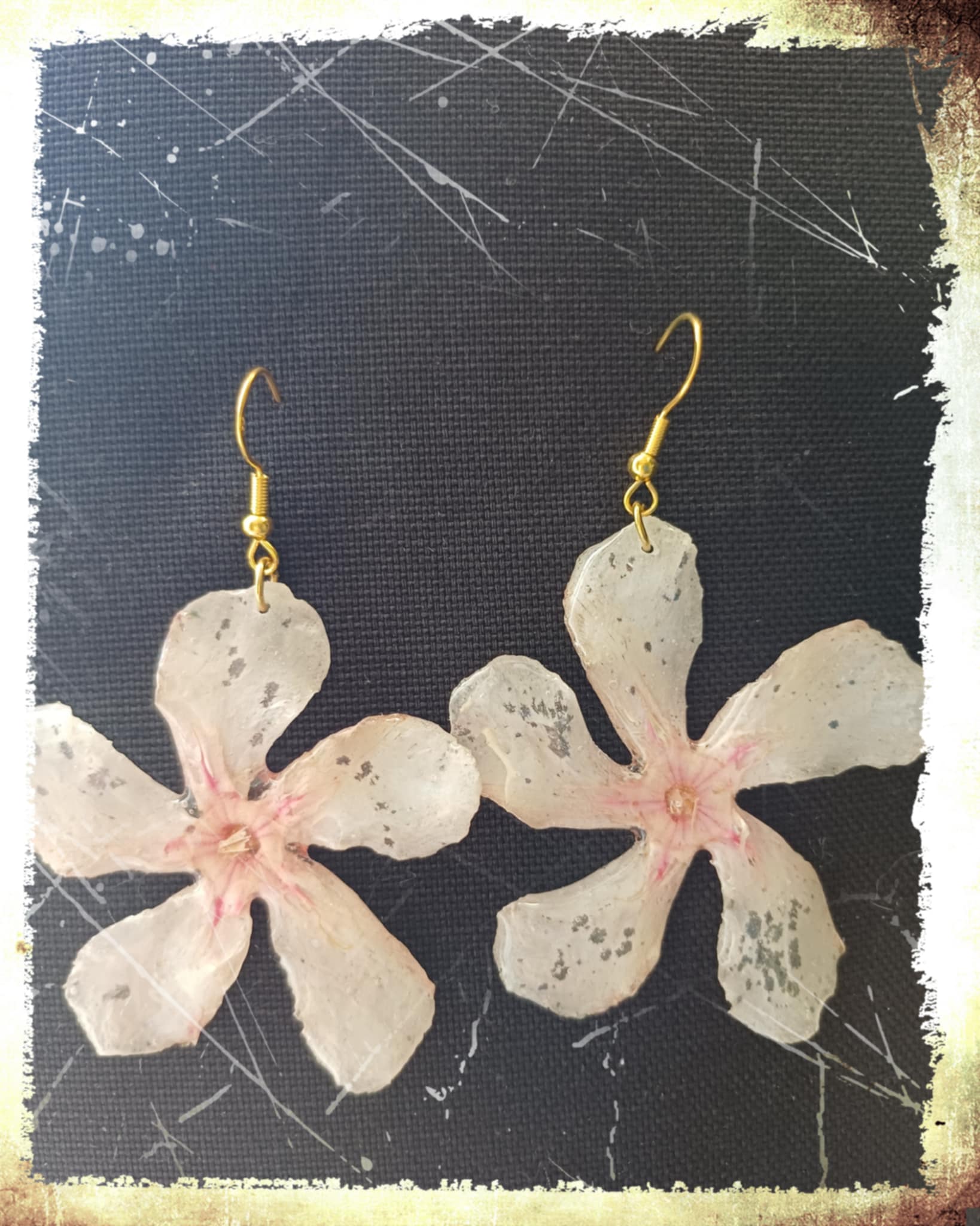 Boucles d'oreilles fleurs de Laurier rose