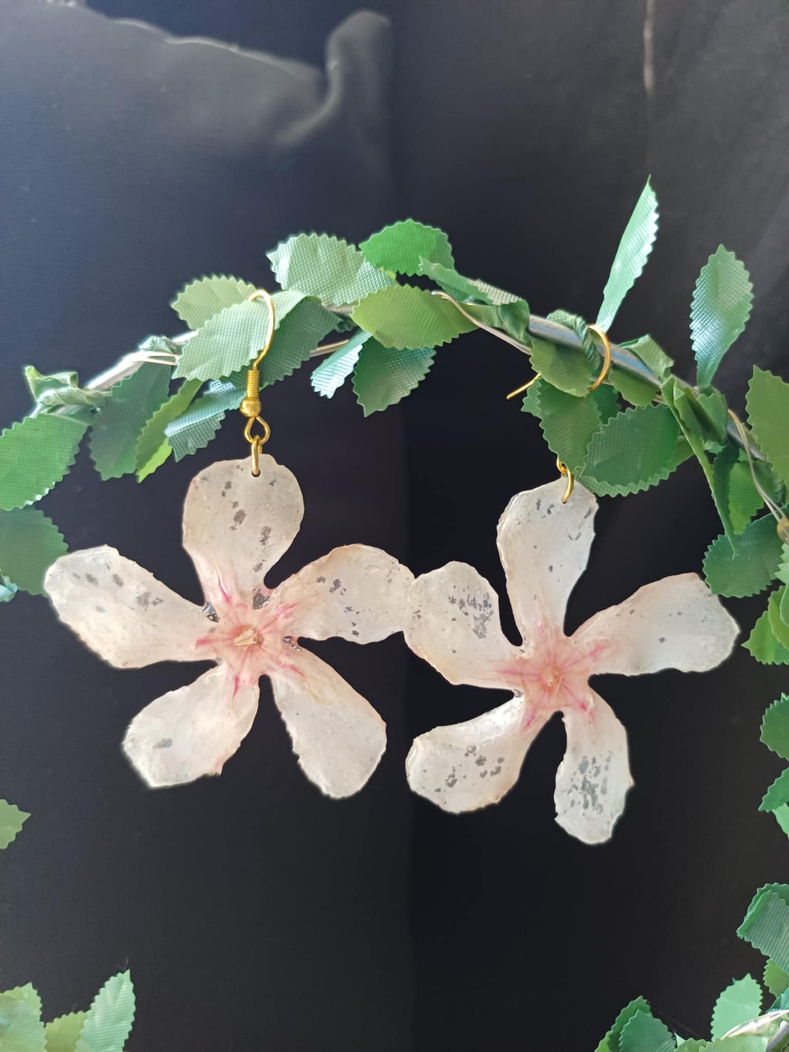 Boucles d'oreilles fleurs de Laurier rose