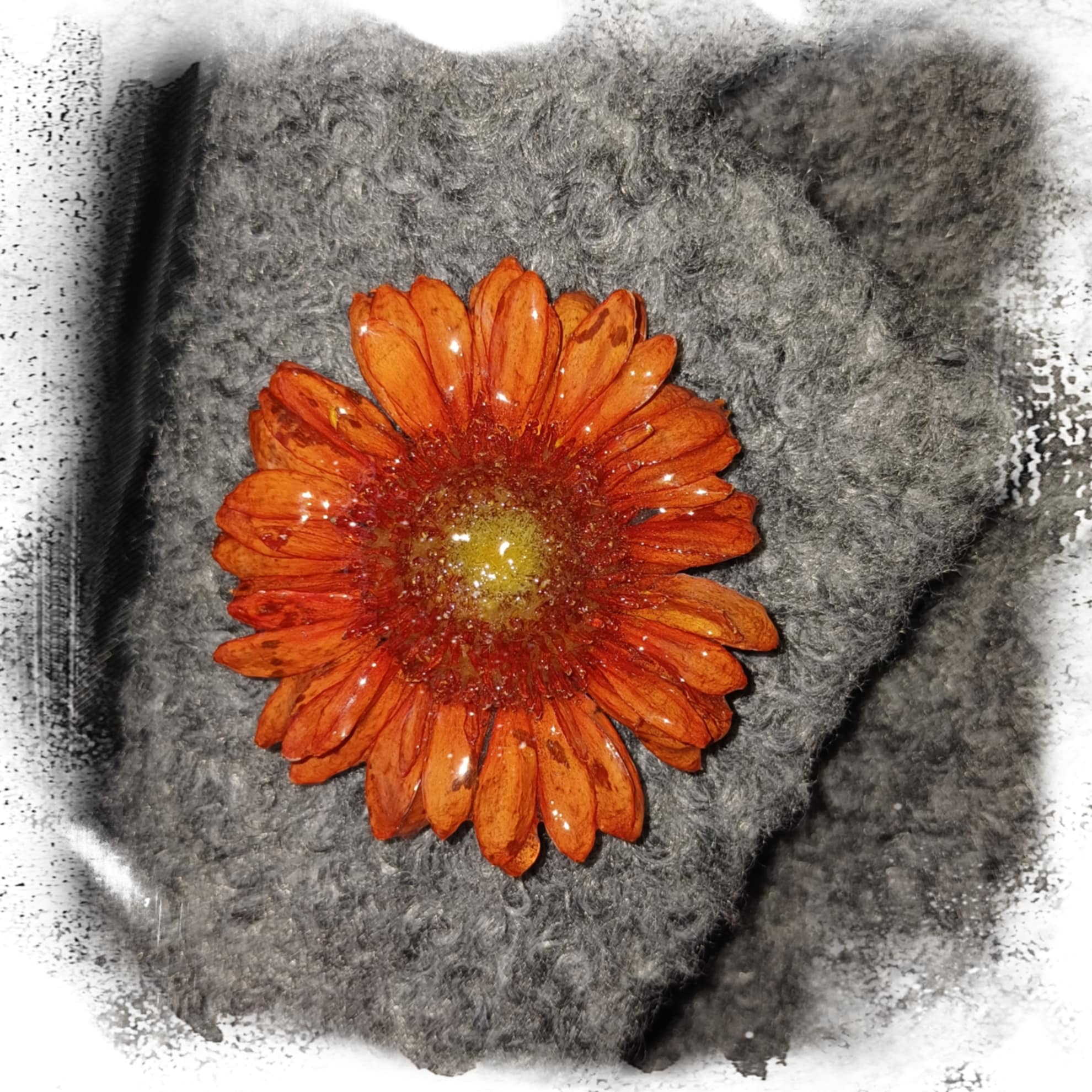 Broche Gerbera orange
