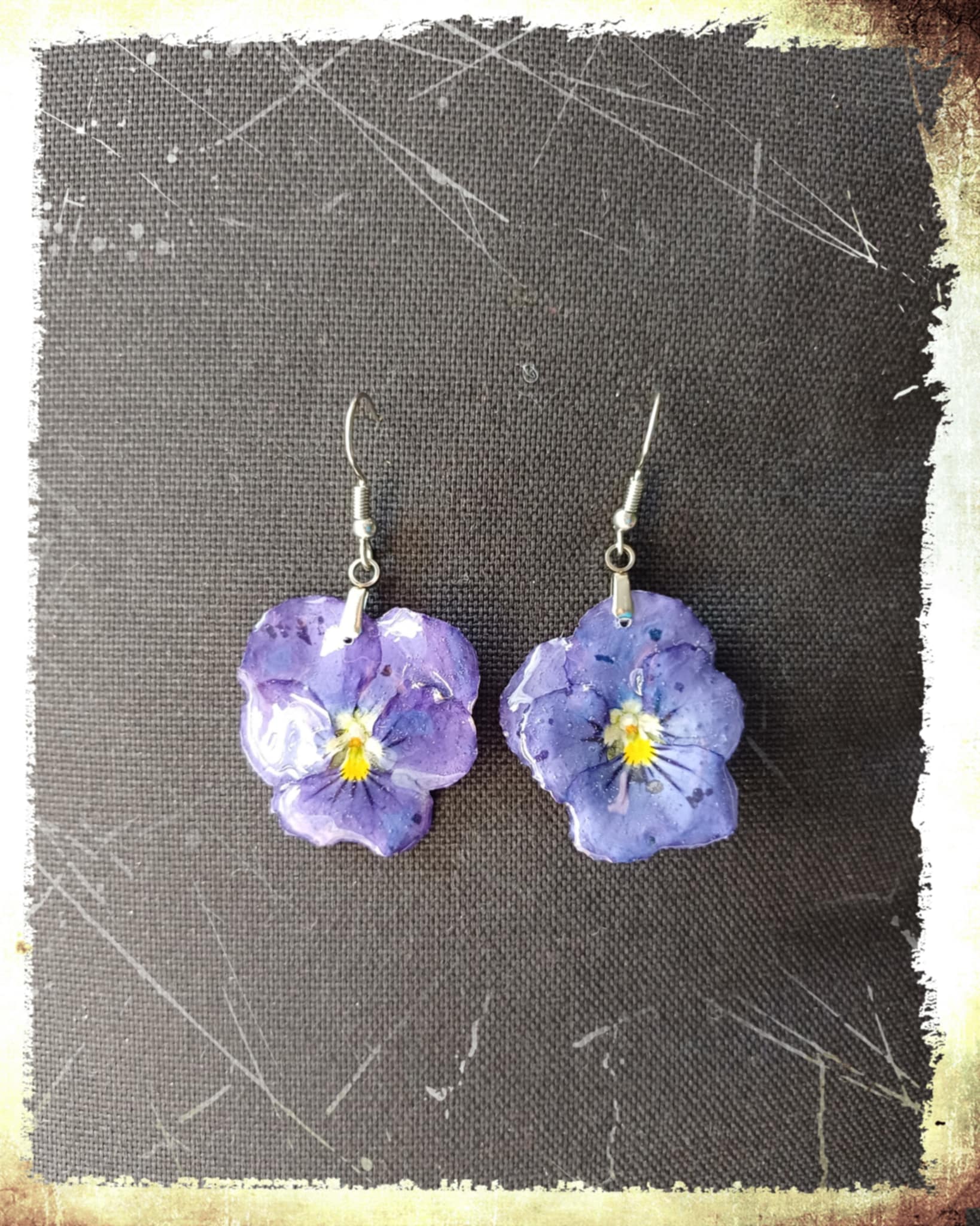 Boucles Pensées bleues/mauves