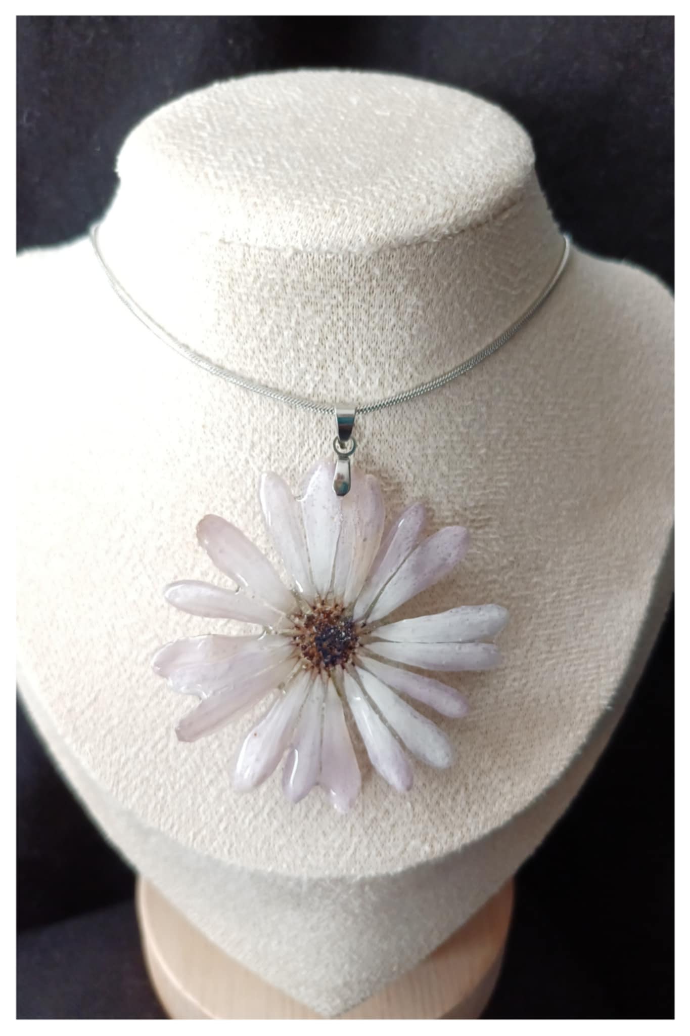 Collier fleur Osteospermum blanche