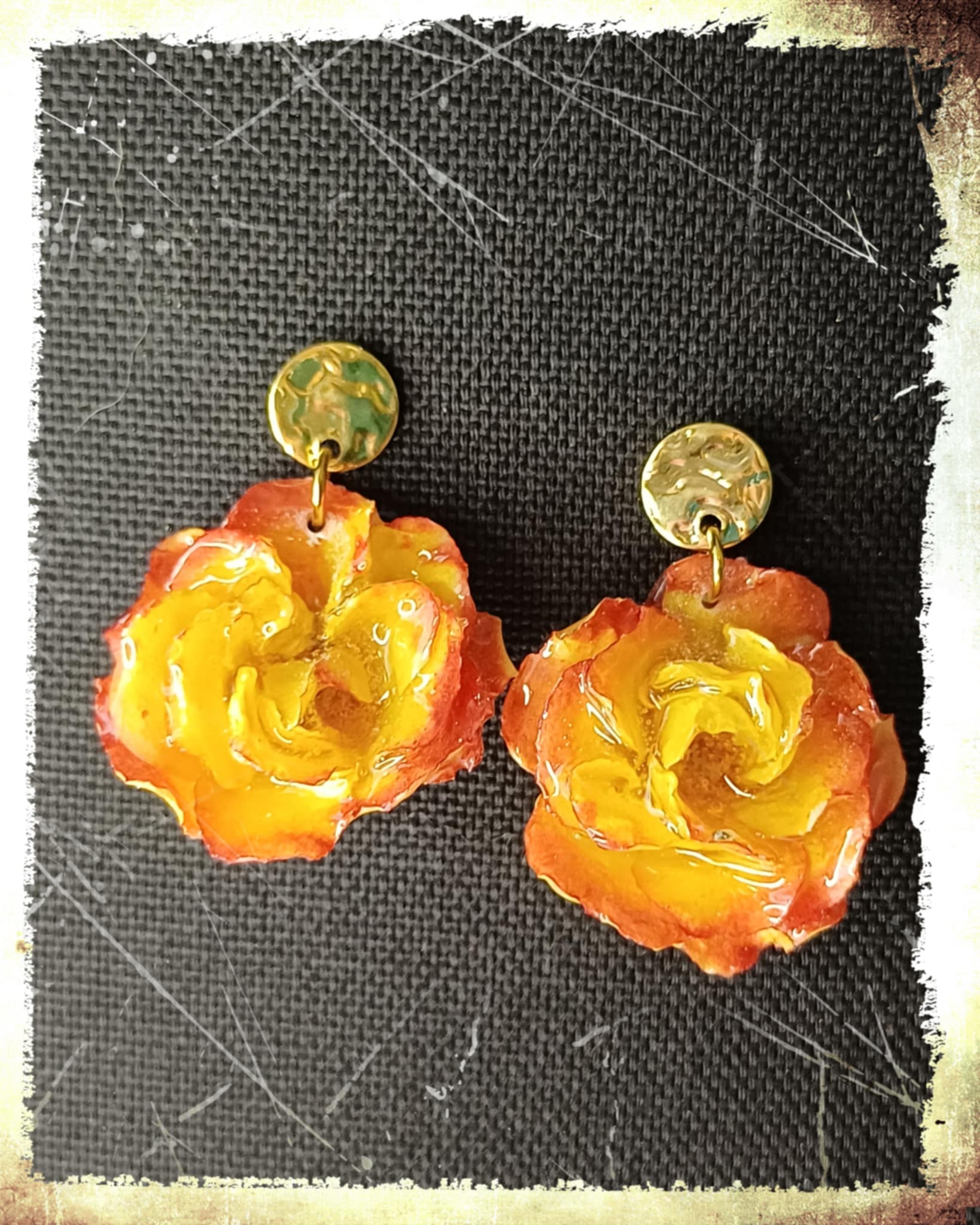 Boucles Rose jaune et rouge
