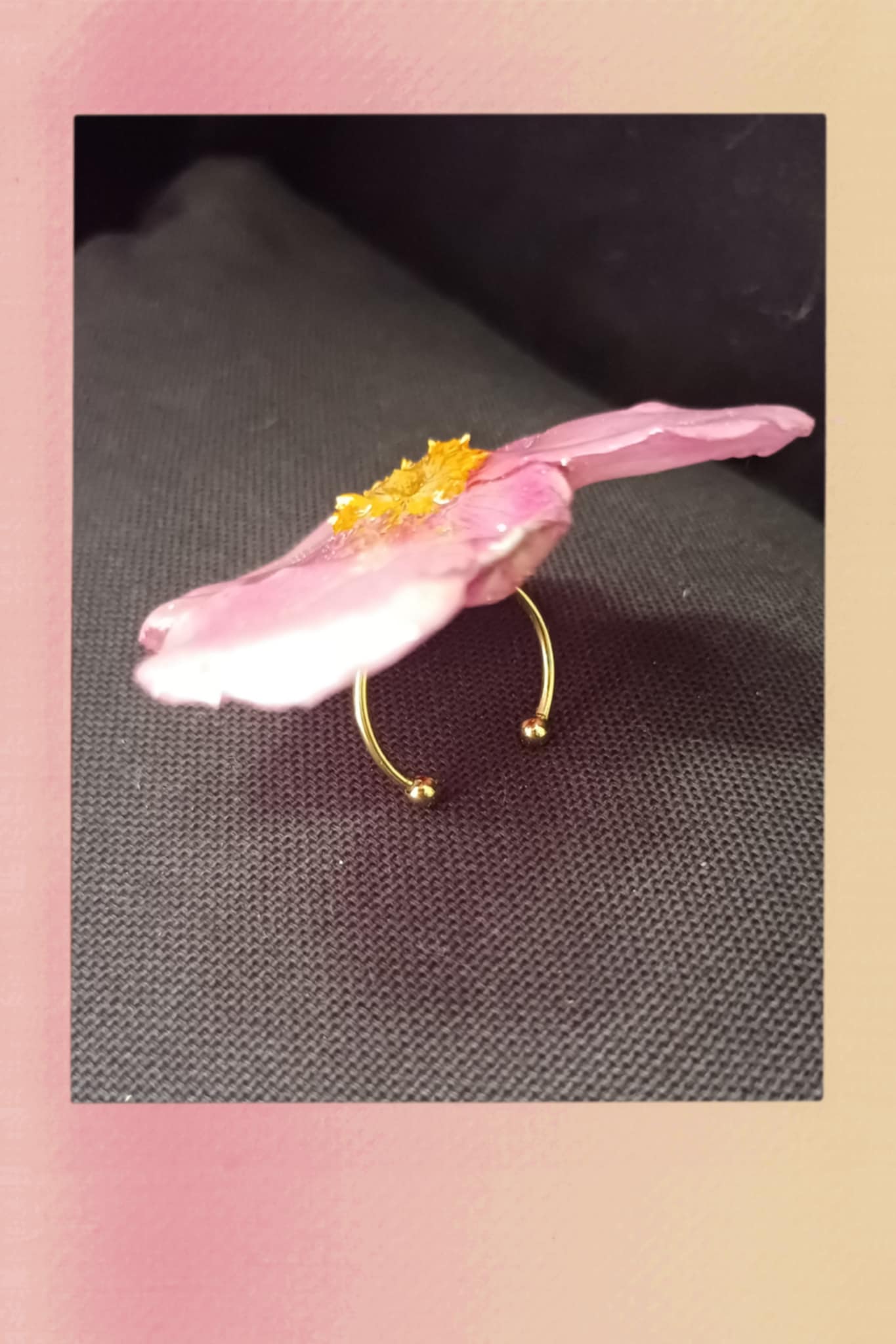 Bague fleur d'anémone du Japon mauve