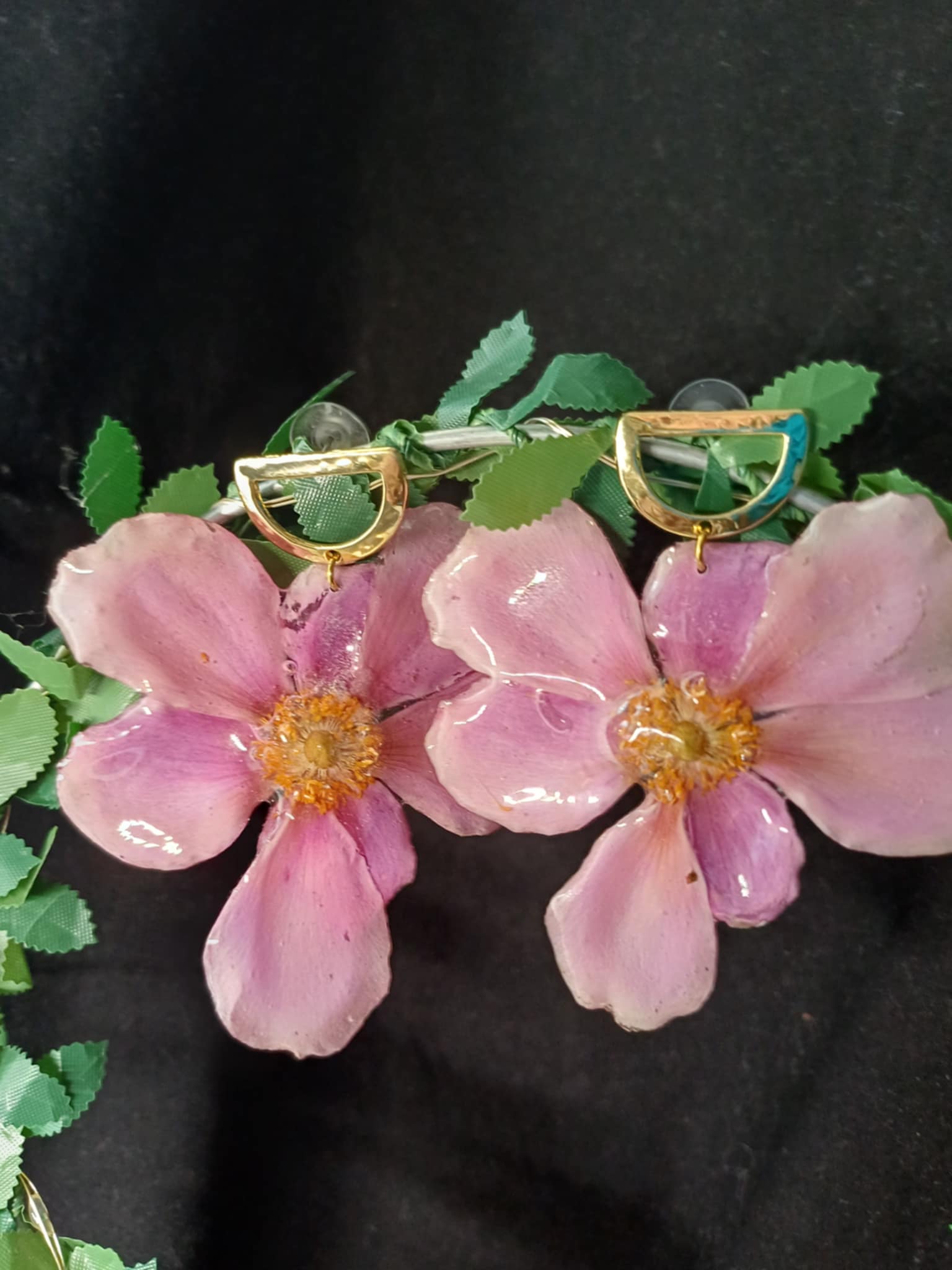 Boucles Anémone du Japon Rose/Parme