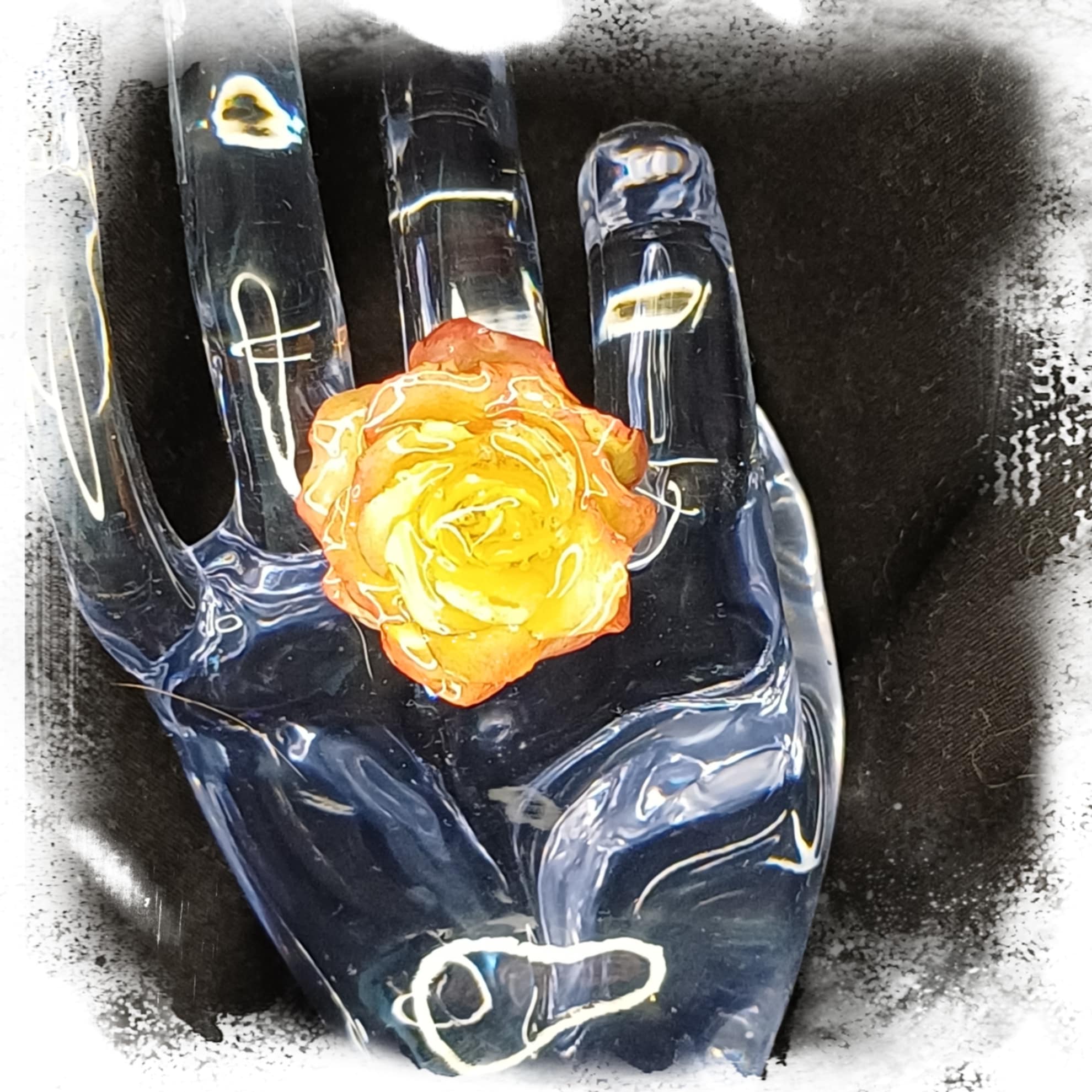 Bague Rose rose et jaune pale