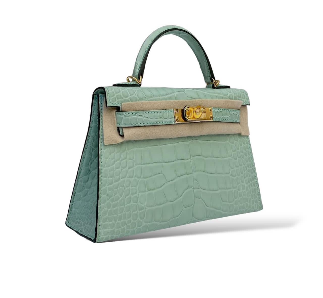 Hermes Kelly Mini So Vert Deau Croco