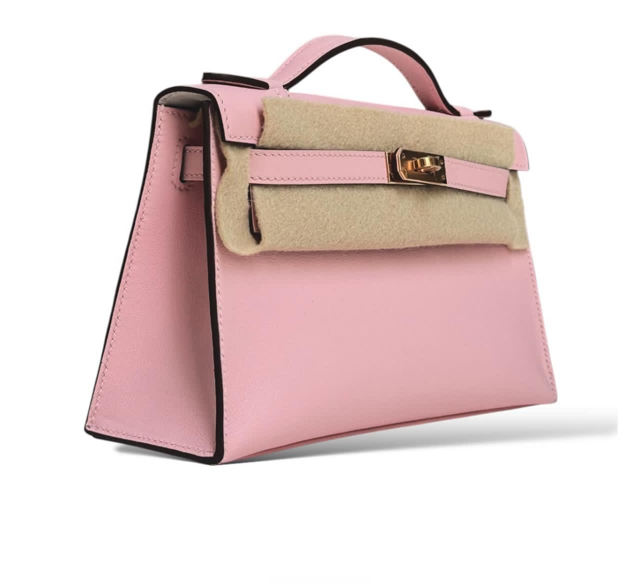 Hermes Kelly Pochette So Rose Sakura Swift