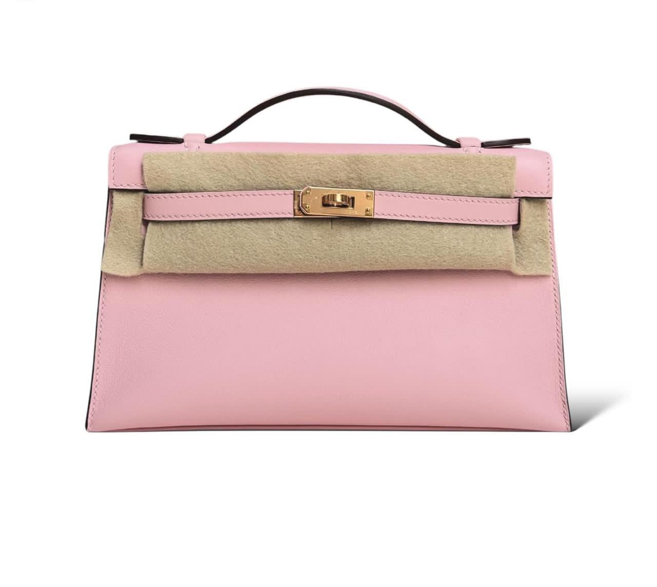 Hermes Kelly Pochette So Rose Sakura Swift