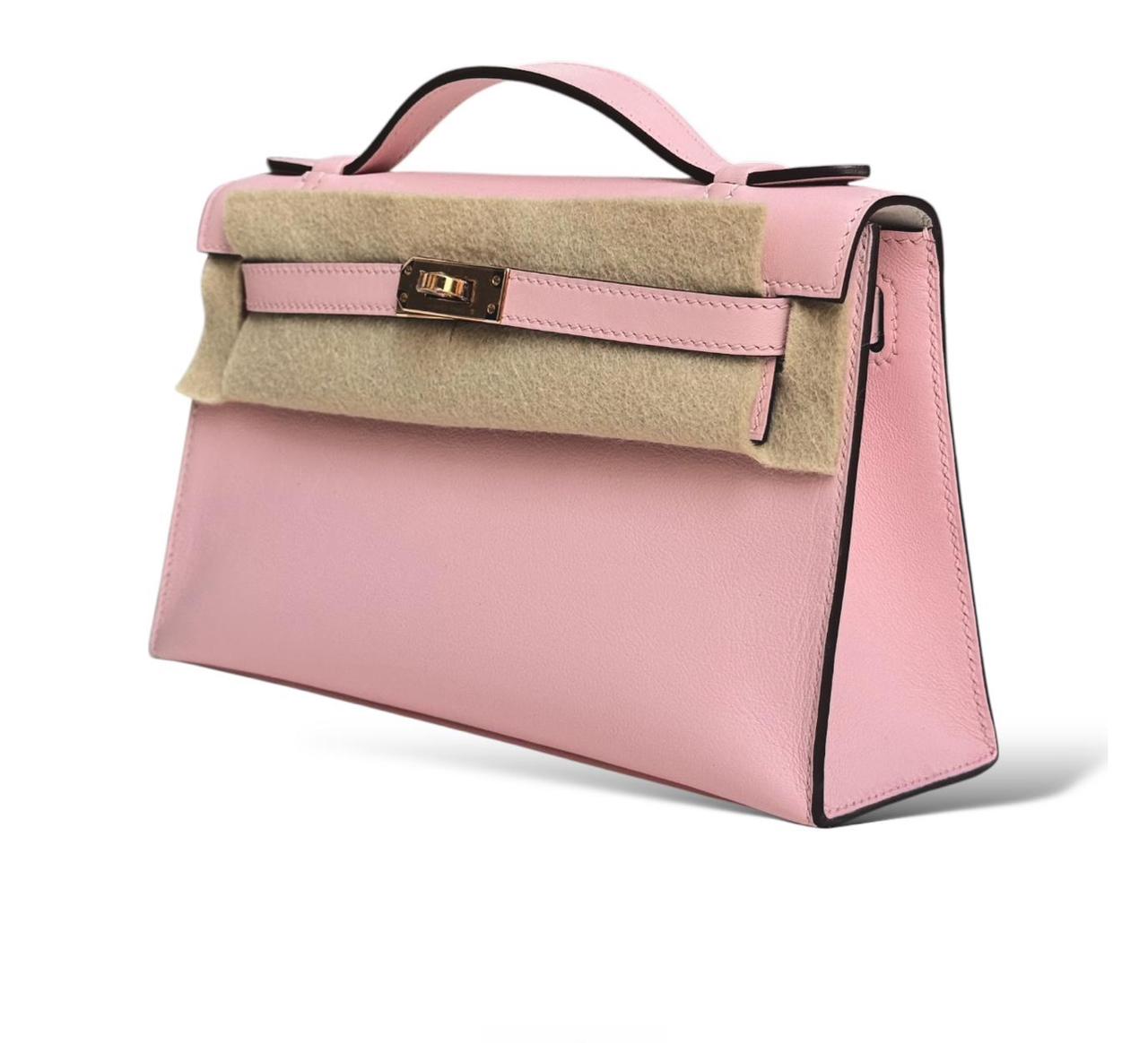 Hermes Kelly Pochette So Rose Sakura Swift