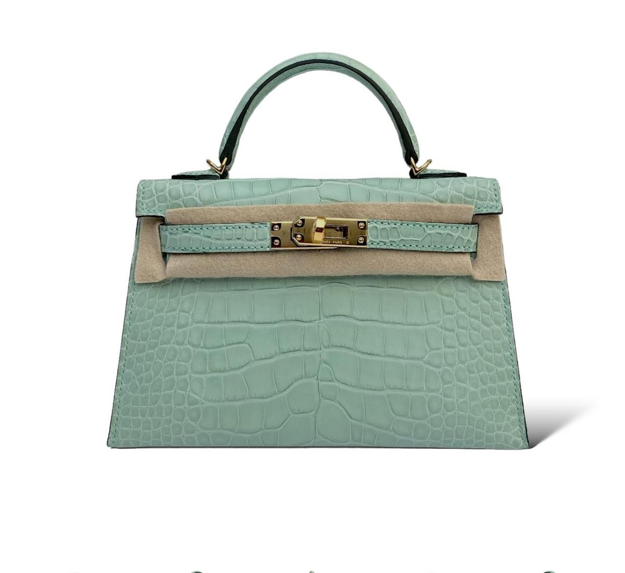Hermes Kelly Mini So Vert Deau Croco