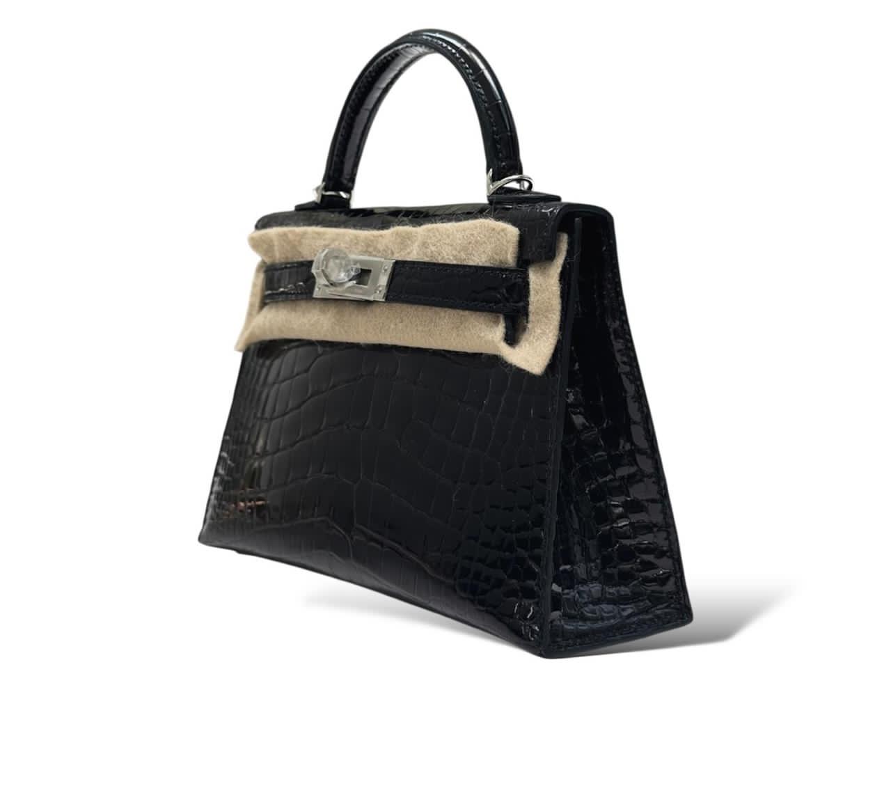 Hermes Kelly Mini Black Shiny Croco
