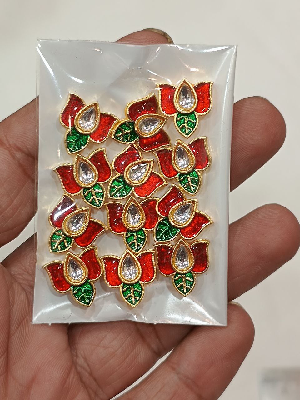 Meenakari Lotus , 3 meena Petal and 1 drop stone , 