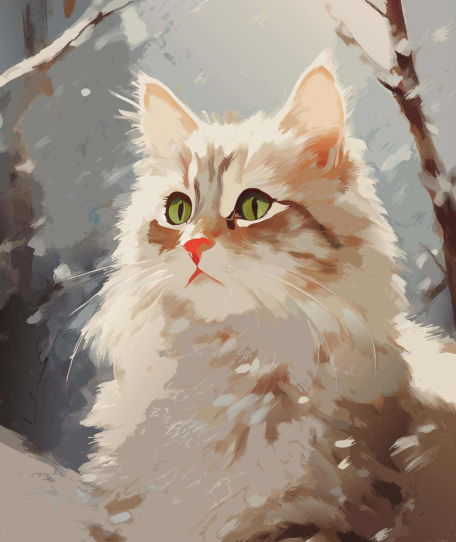 Fluffy Siberian Cat Portrait