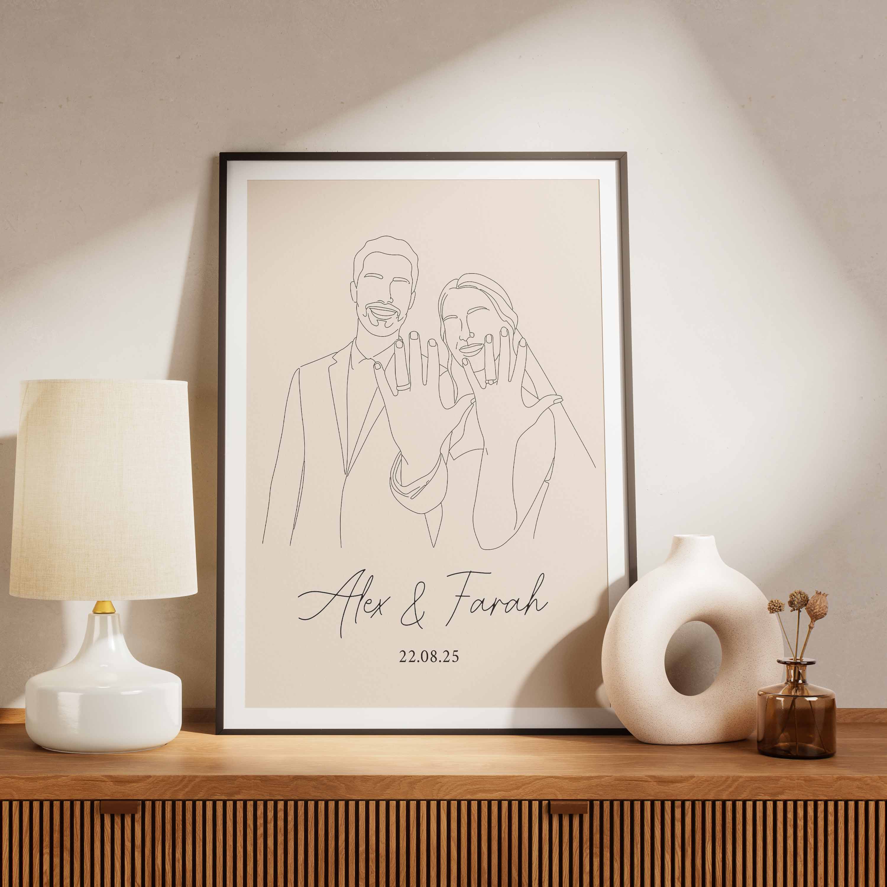 Custom Wedding Line Art Portrait