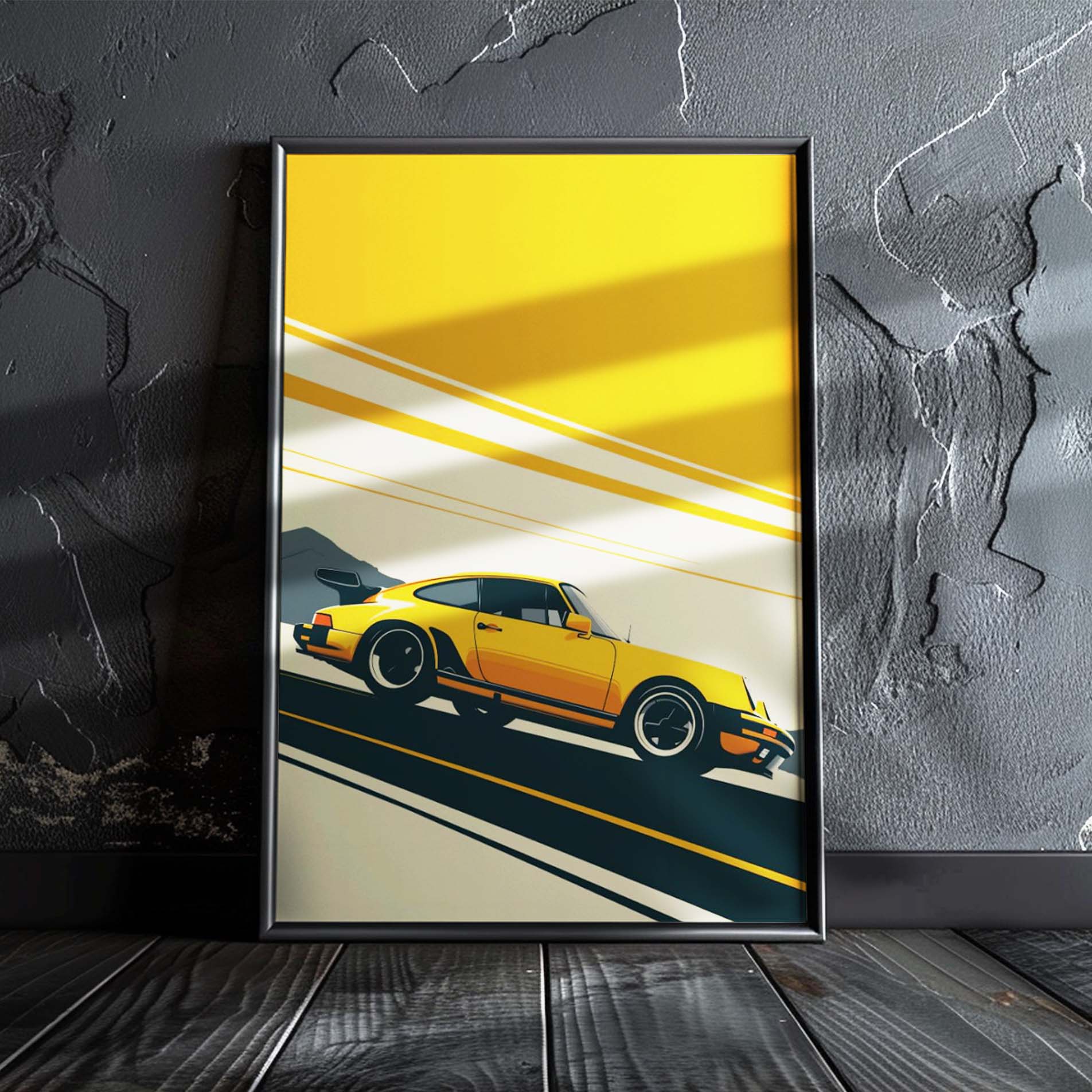 Vintage Yellow Sports Car Poster