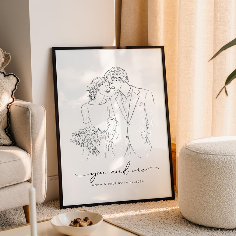 Custom Wedding Line Art Portrait