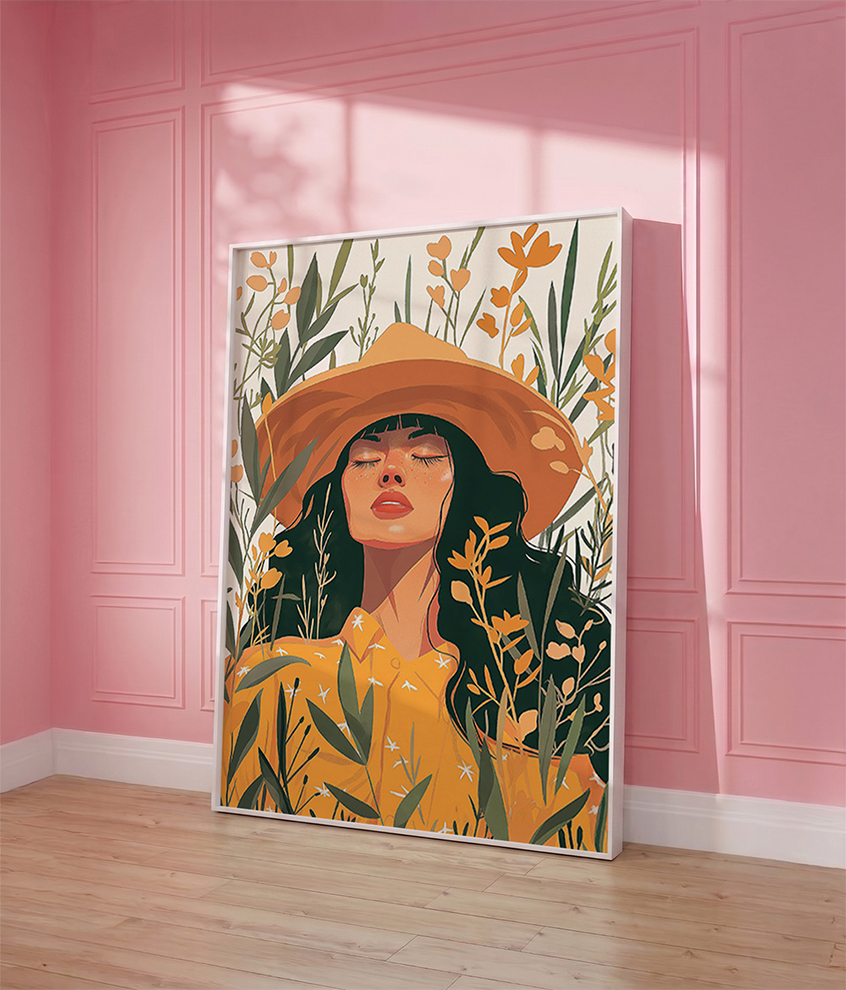 Floral Meadow Girl Print