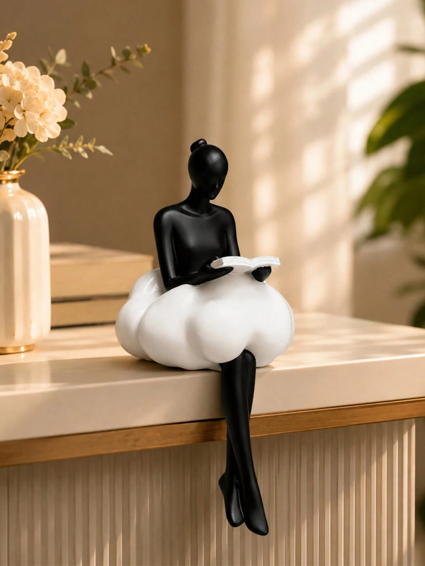 Elegant Cloud Lady Reading Figure