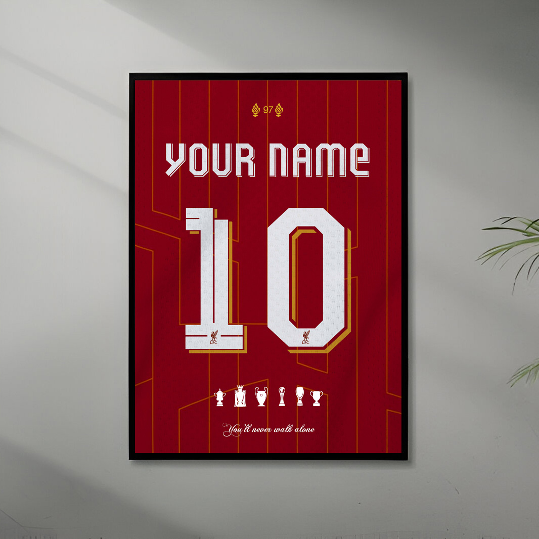Personalized Liverpool Home Jersey Poster