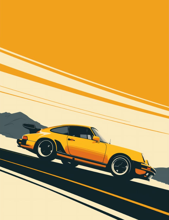 Vintage Yellow Sports Car Poster
