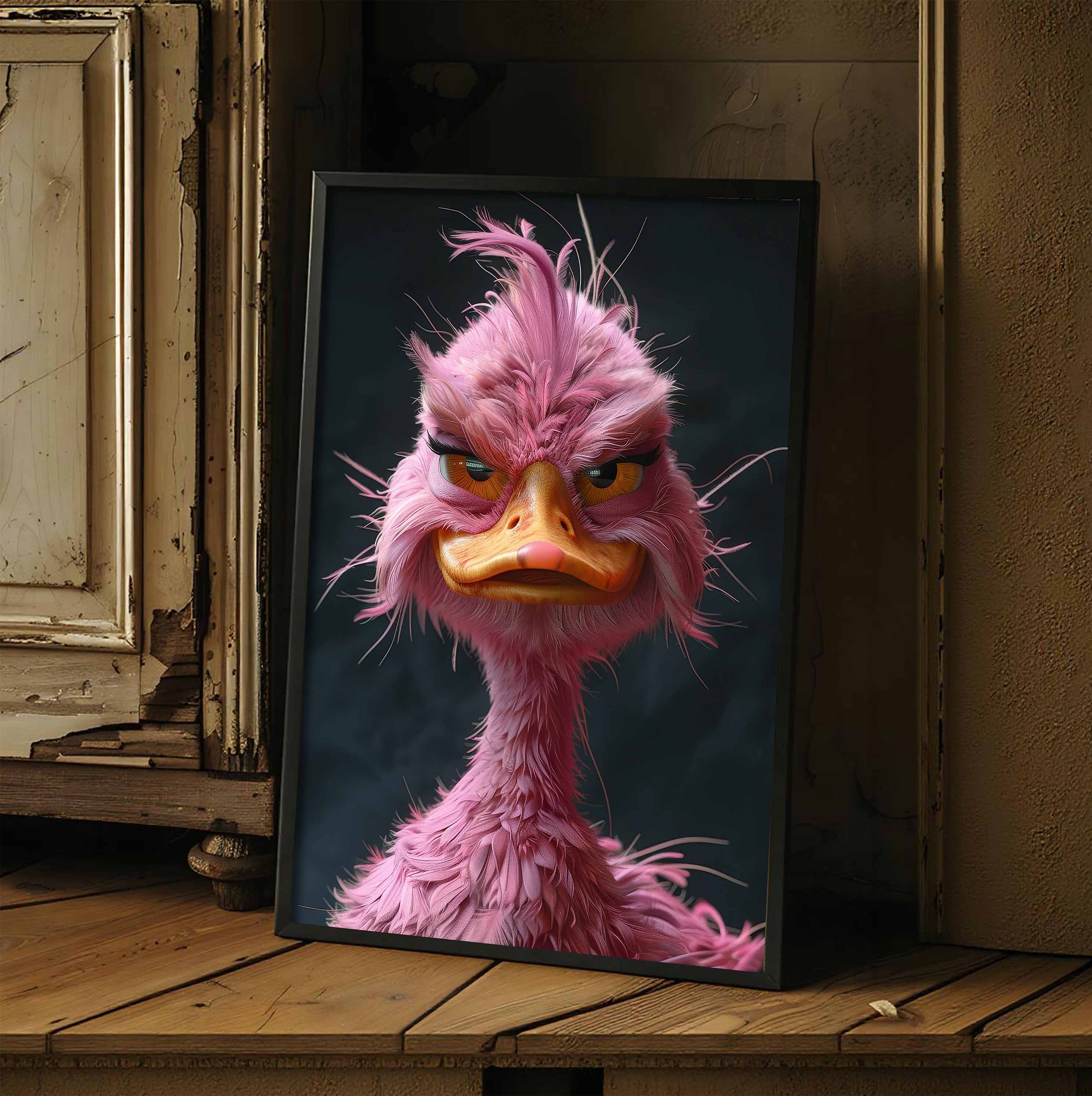 Plush Pink Ostrich Print