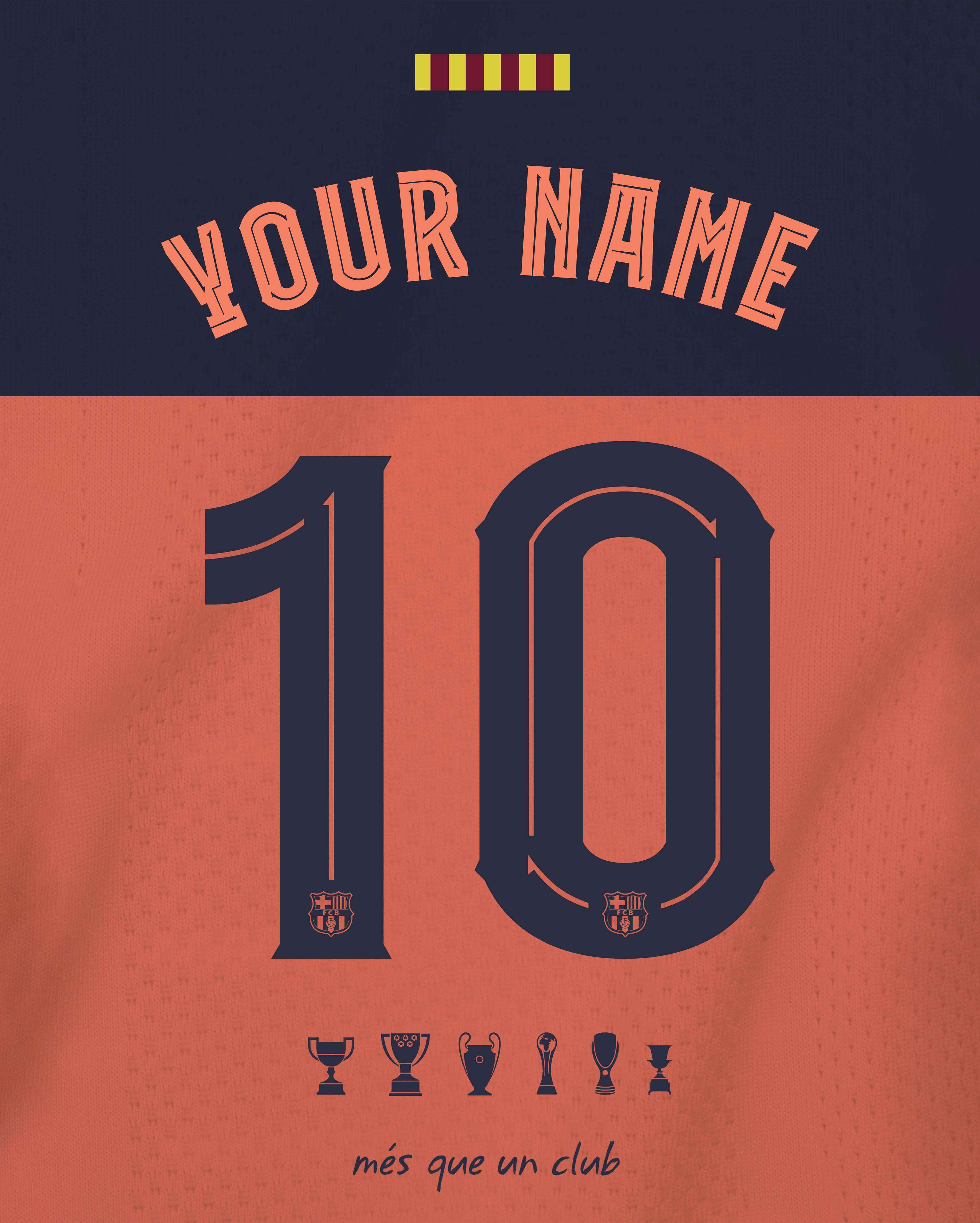 Personalized FC Barcelona away Jersey Poster