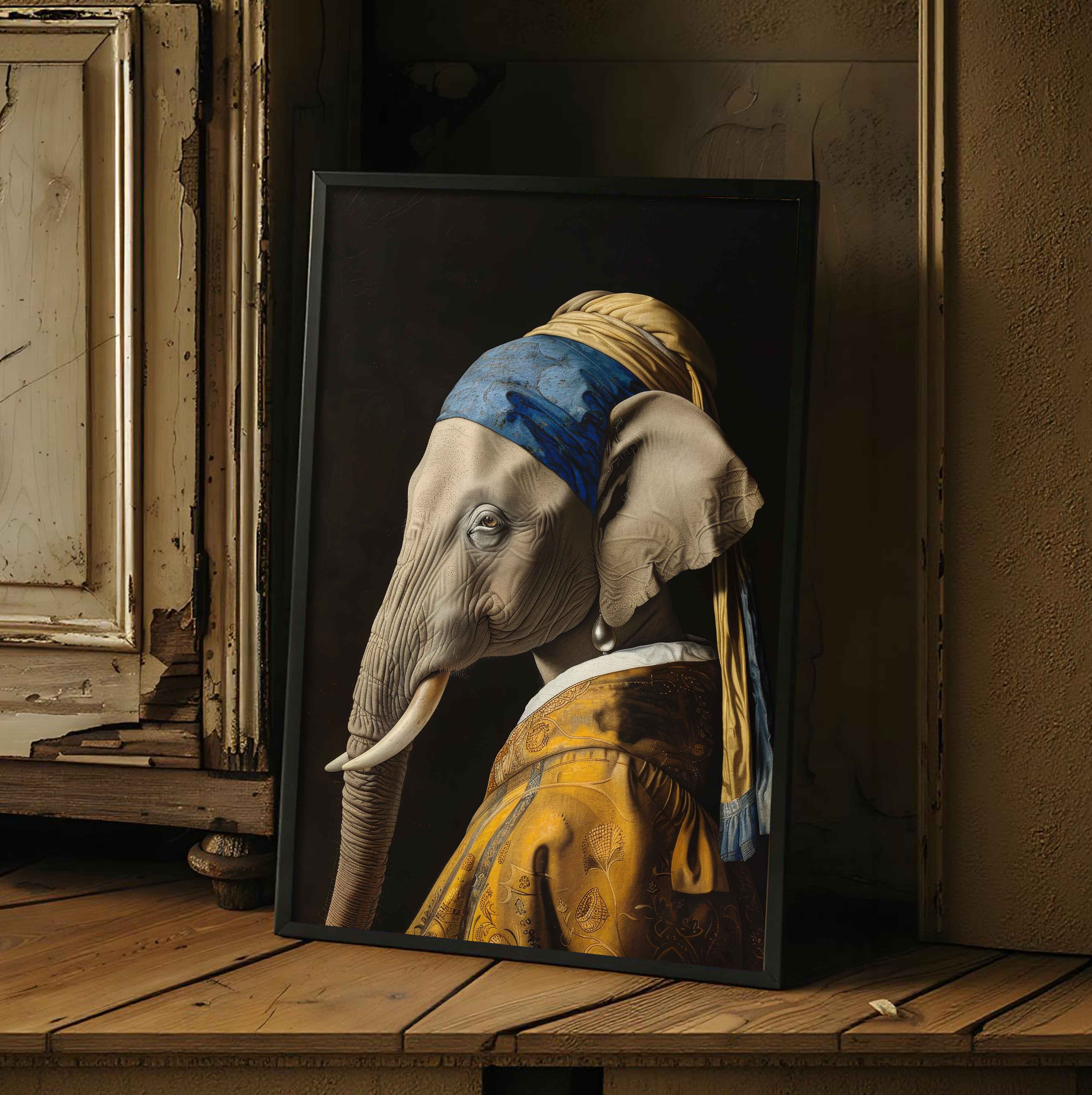 Elephant Portrait in Renaissance Attire