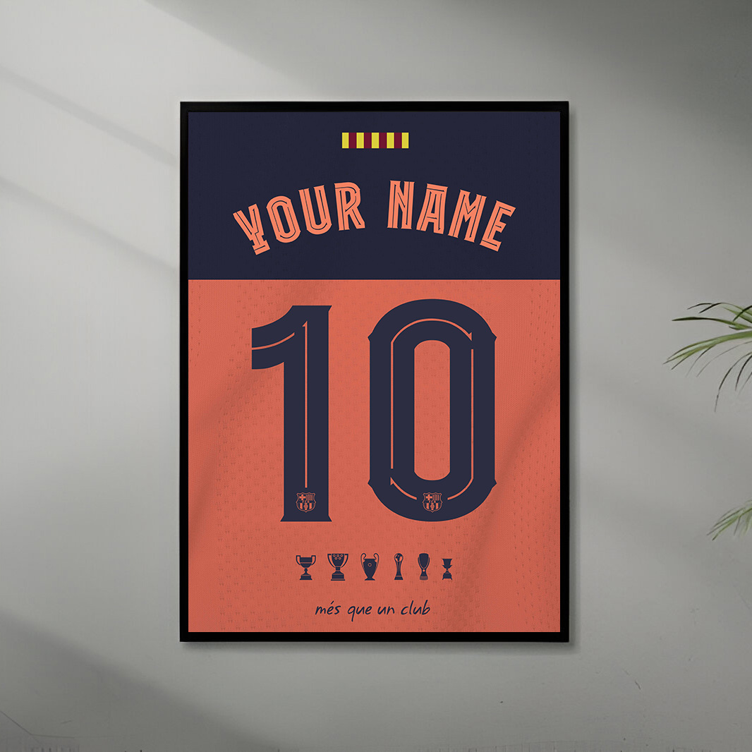 Personalized FC Barcelona away Jersey Poster